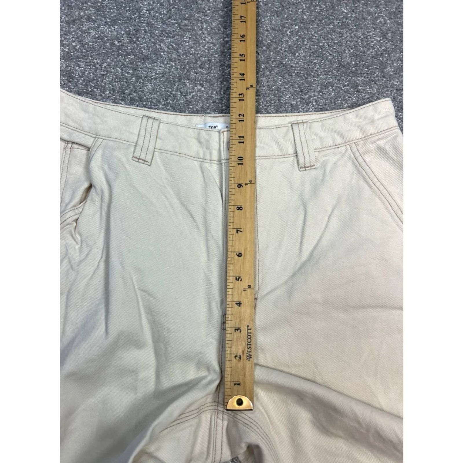 TNA Tna Carpenter Pants Womens 10 Beige Canvas Logo Cotton High Rise Straight Leg Size 32" / US 10 / IT 46 - 6 Thumbnail