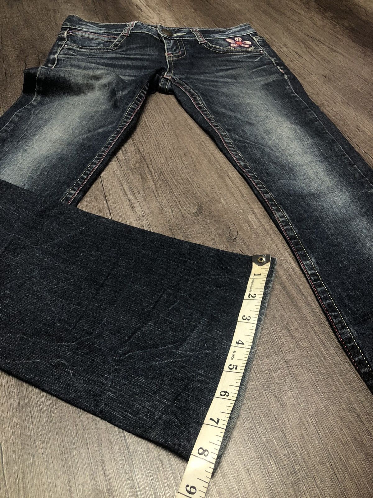Japanese Brand Pasta Denim Jeans Flower Patch Size 29" - 19 Thumbnail