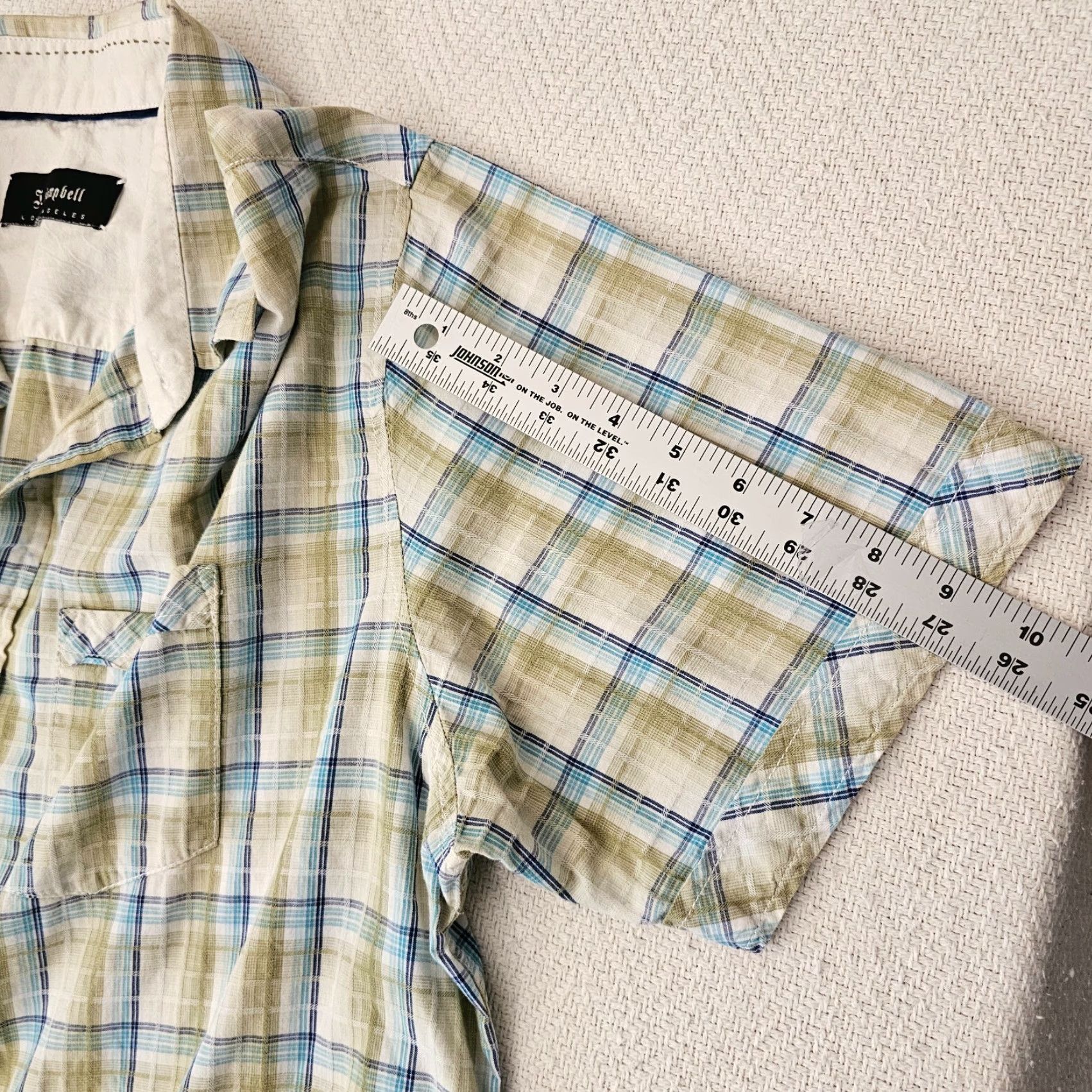 Vintage J. Campbell Button-Up Men's Shirt 2XL Plaid Green Short Sleeve Pocket Casual Size US XXL / EU 58 / 5 - 6 Thumbnail