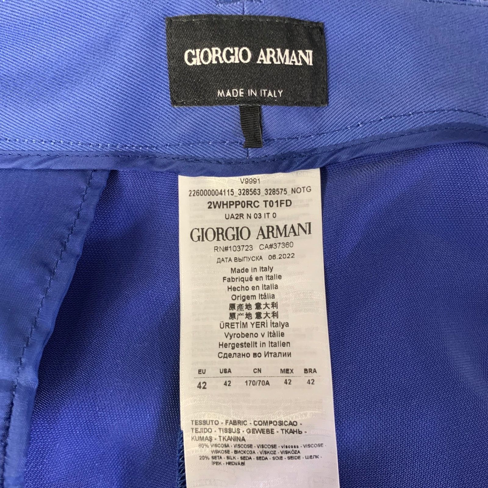 Giorgio Armani GIORGIO ARMANI Size 6 Blue Velvet Viscose Silk Pants Size US 30 / EU 46 - 5 Thumbnail