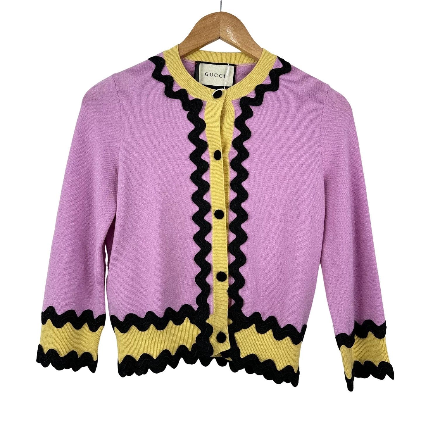 Gucci Gucci Wavy Trim Wool Cardigan S Size S / US 4 / IT 40 - 1 Thumbnail