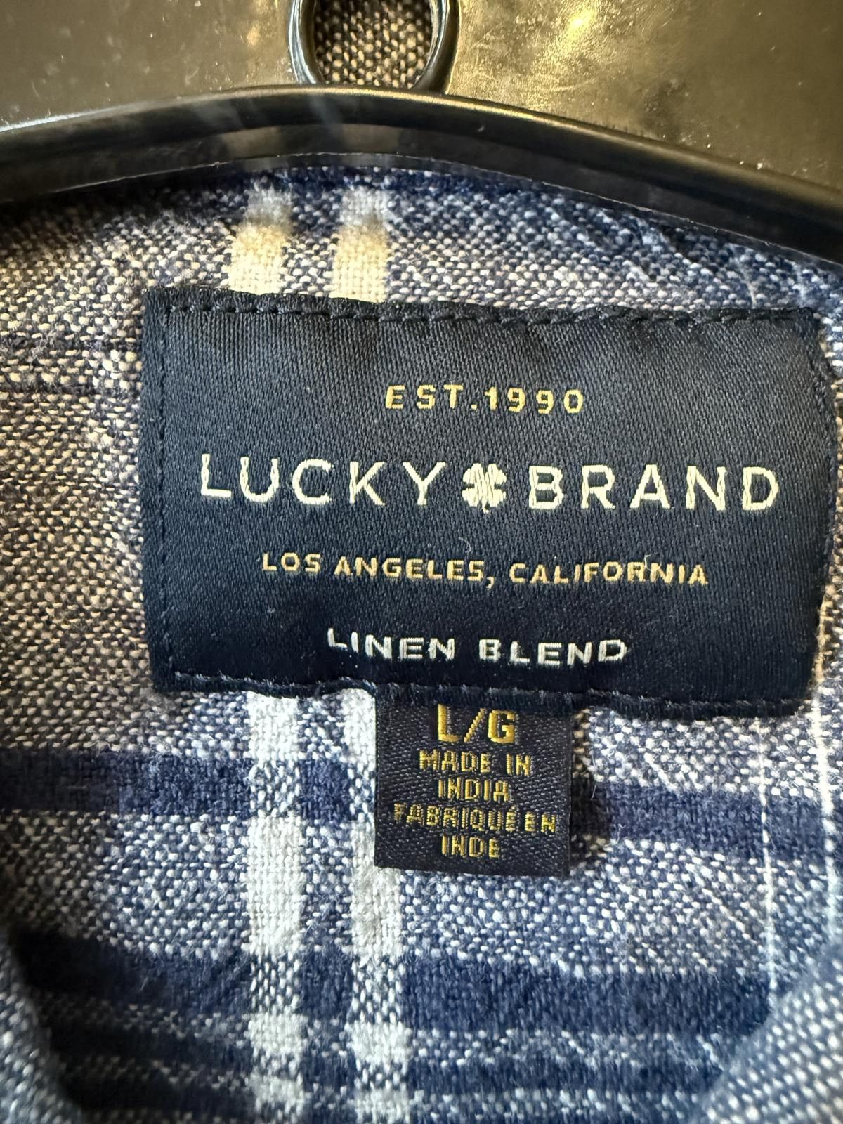Lucky Brand Lucky Brand Men's Linen Blend Plaid Short Sleeve Shirt L/G Size US L / EU 52-54 / 3 - 2 Thumbnail