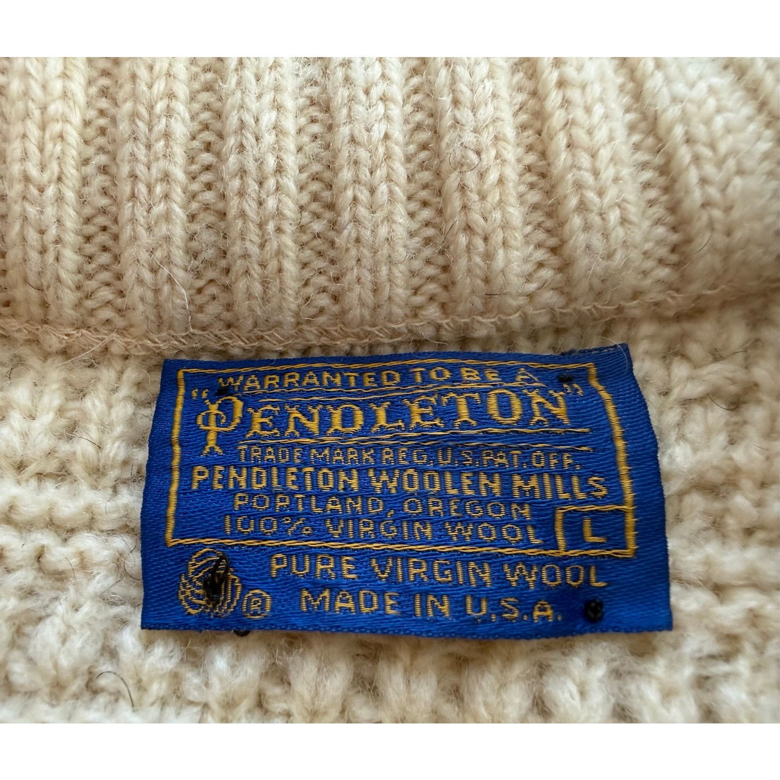 Pendleton VTG Pendleton Wool Sweater L Cream Fisherman Cable Knit USA Size US L / EU 52-54 / 3 - 4 Thumbnail