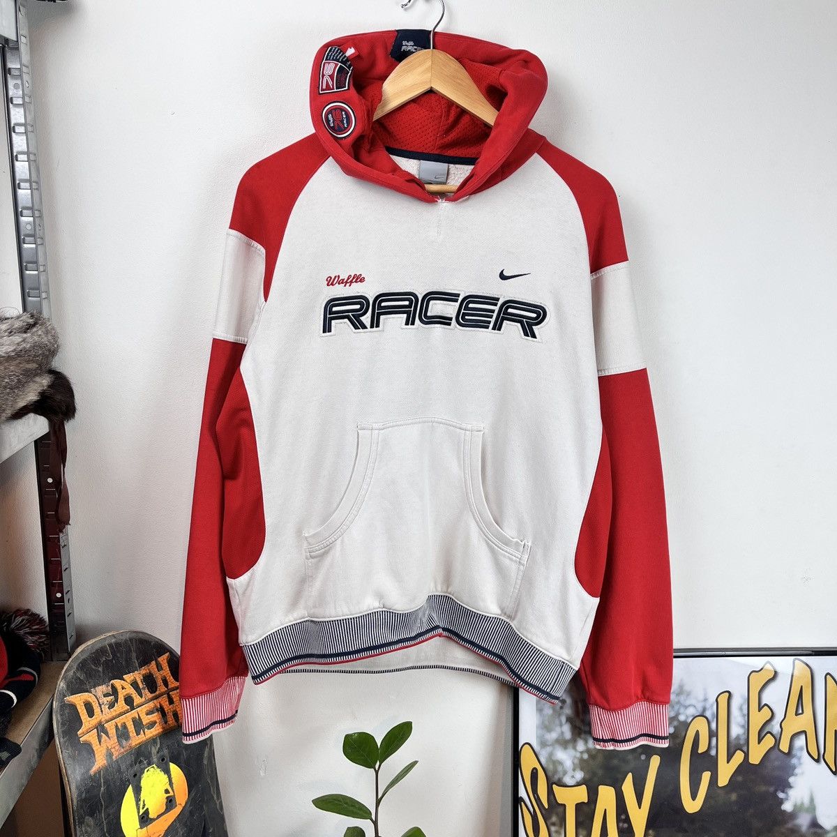 Nike Vintage Hoodie Nike Racer Big Logo Haft 90s Nba Sportswear Size US L / EU 52-54 / 3 - 1 Thumbnail
