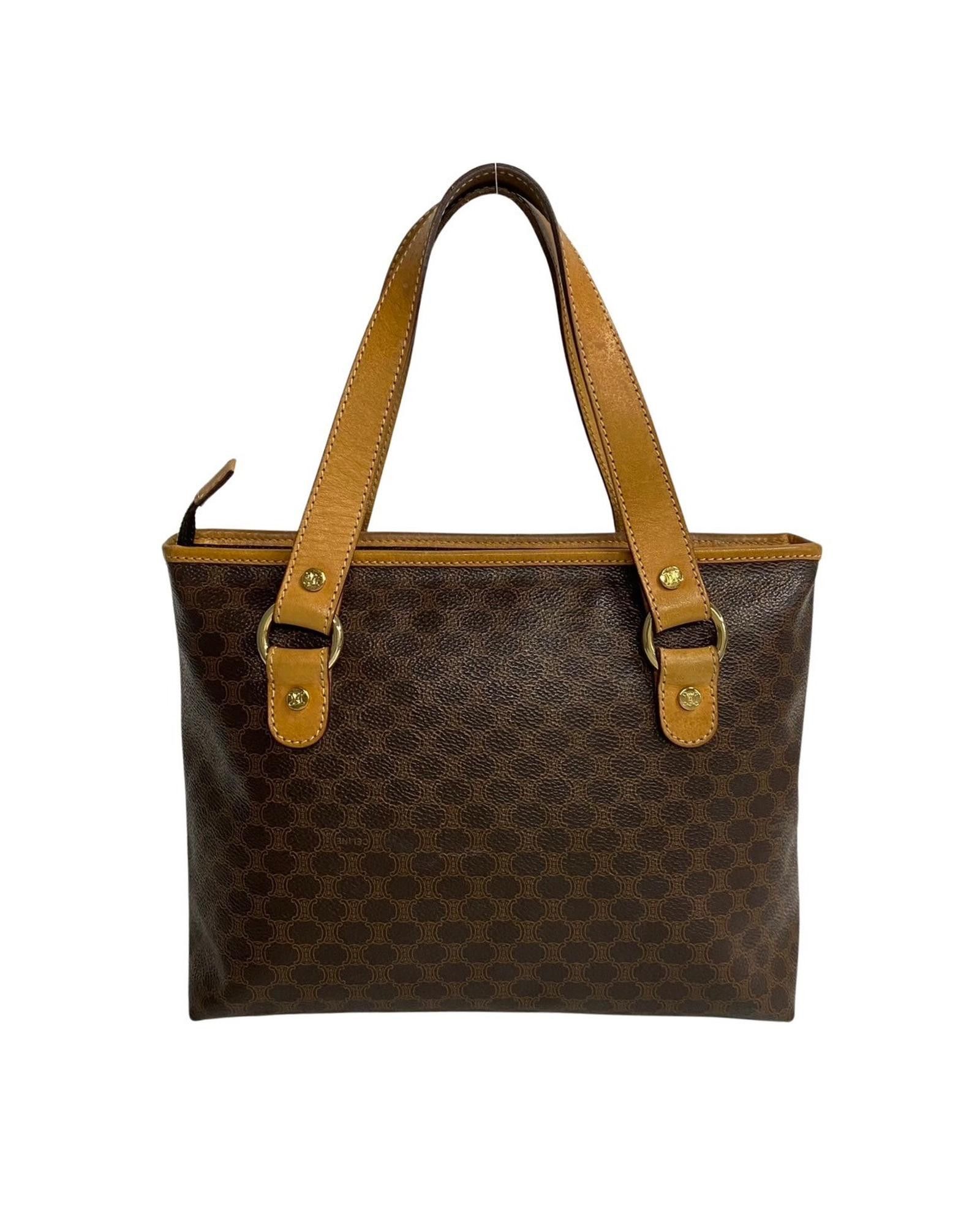 image of Celine Designer Canvas Handbag In Brown - Excellent Condition, Women's