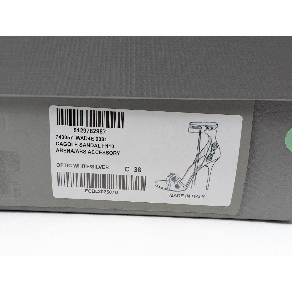 Balenciaga o1rshd1 Arena Cagole Sandals in Optic White/Silver Size US 8 / IT 38 - 22 Thumbnail