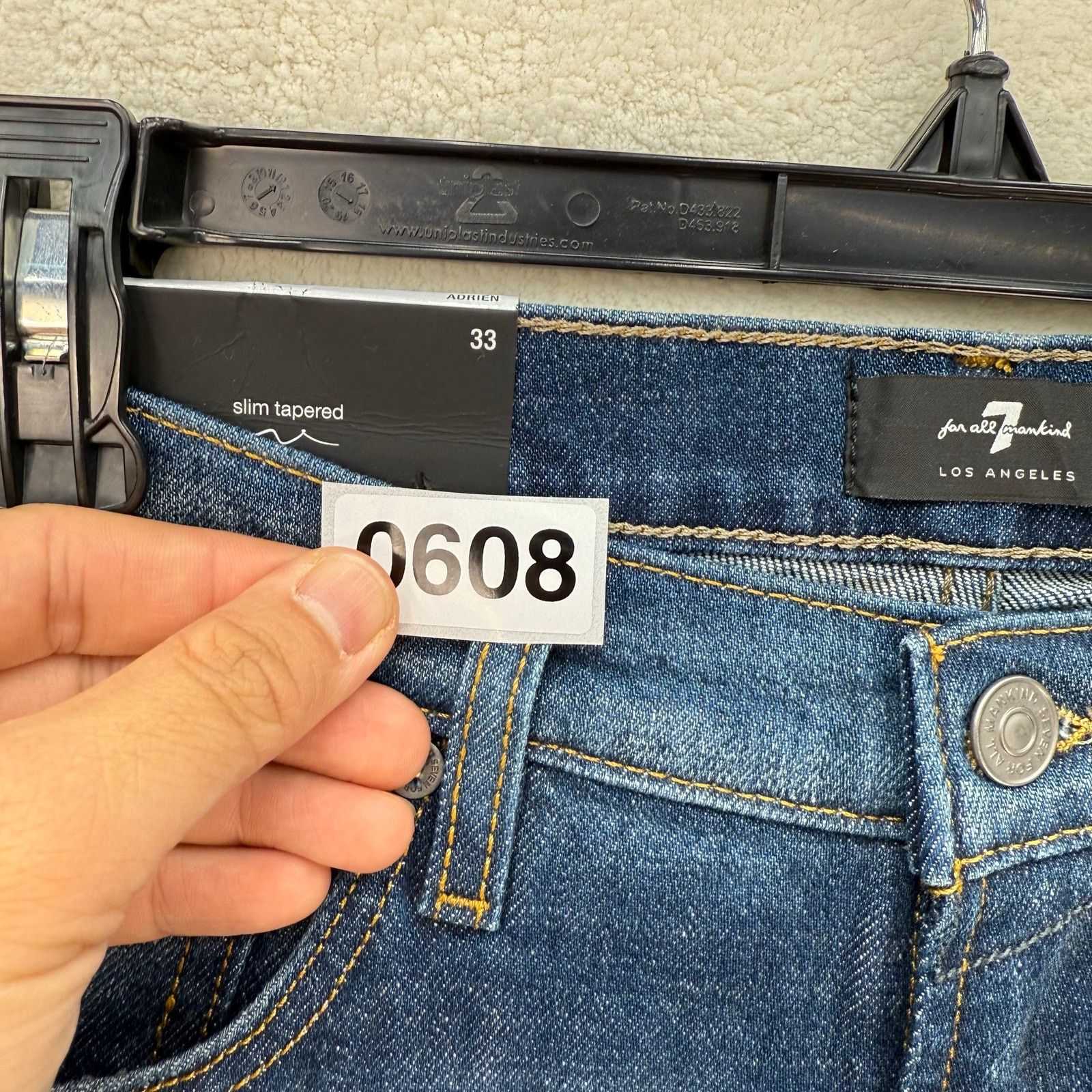 7 For All Mankind 7 FOR ALL MANKIND MEN'S 33 ADRIEN HEMP SLIM TAPERED DARK Size US 33 - 4 Thumbnail