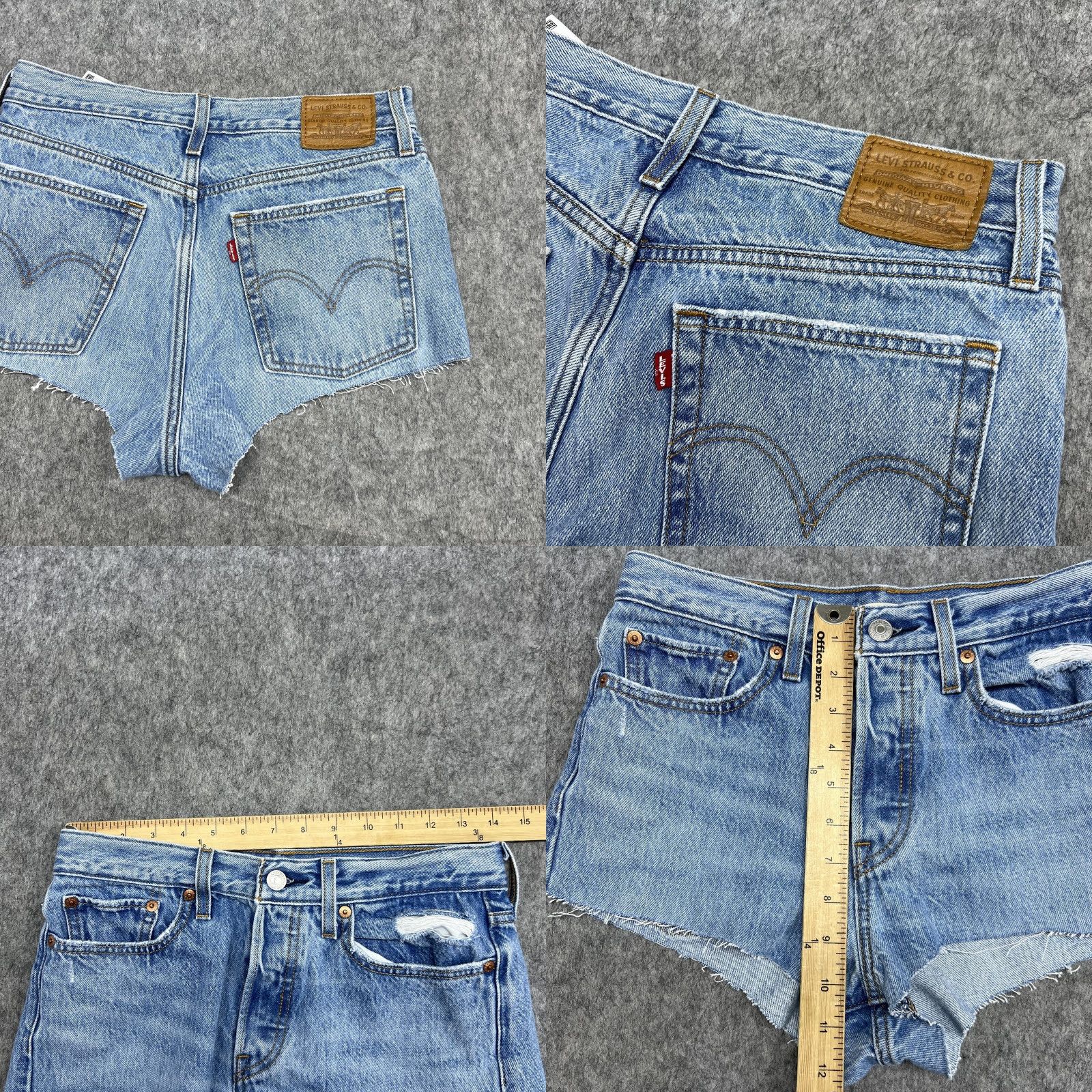 Levi's Levi's Wedgie Shorts Womens 27 Blue Distressed Cut-Off High Rise Button Fly Denim 5-Pocket Womens Jeans Shorts Blue Distressed 27 Mens? Women Size 27" / US 4 / IT 40 - 9 Thumbnail