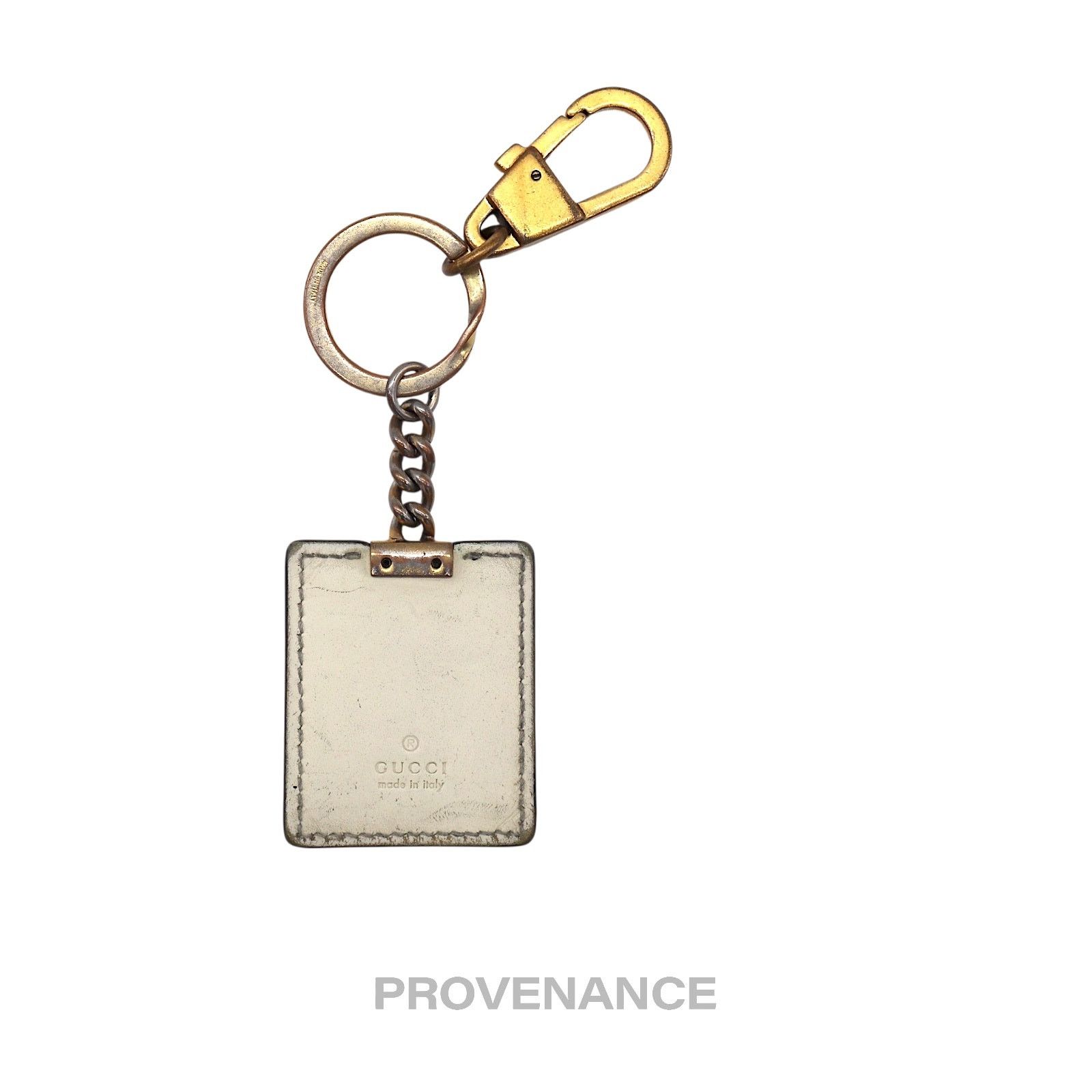 Gucci 🔴 Gucci Embroidered Worldwide logo Keychain - White Leather Size ONE SIZE - 2 Thumbnail