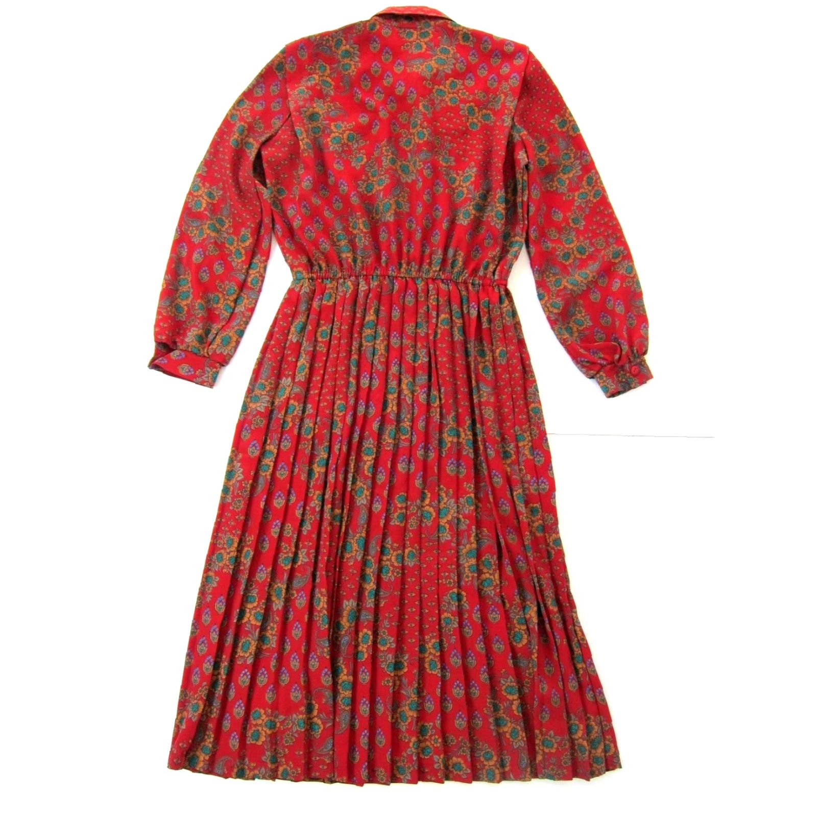 Vintage VINTAGE Lady Carol Shirt Dress S-M Women Floral Collared Long Sleeve Red Brown Green Outfit Size S / US 4 / IT 40 - 2 Thumbnail