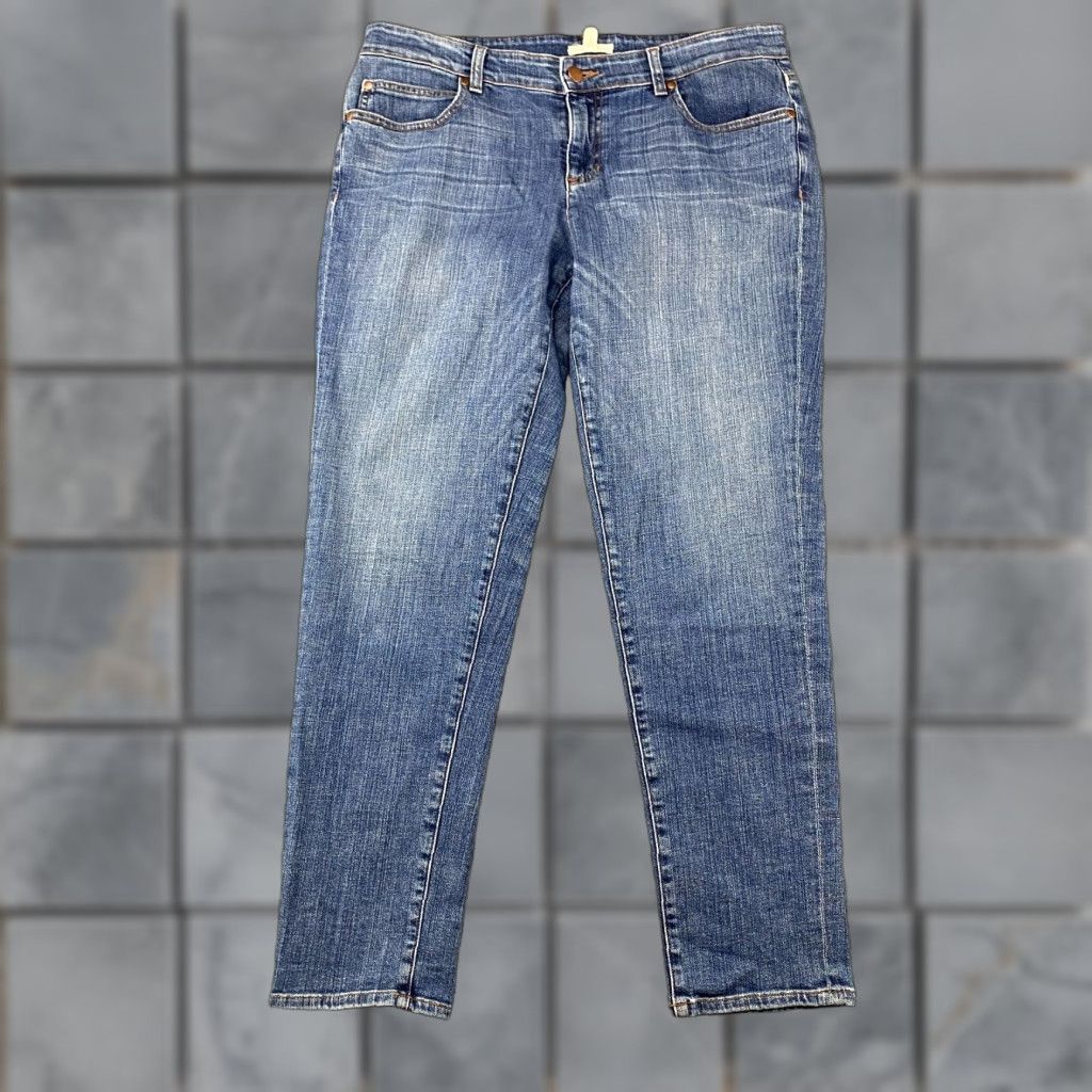 Eileen Fisher Eileen Fisher Jeans Womens 10 Blue Straight Leg Distress Stretch Denim USA Made Size 32" / US 10 / IT 46 - 1 Thumbnail