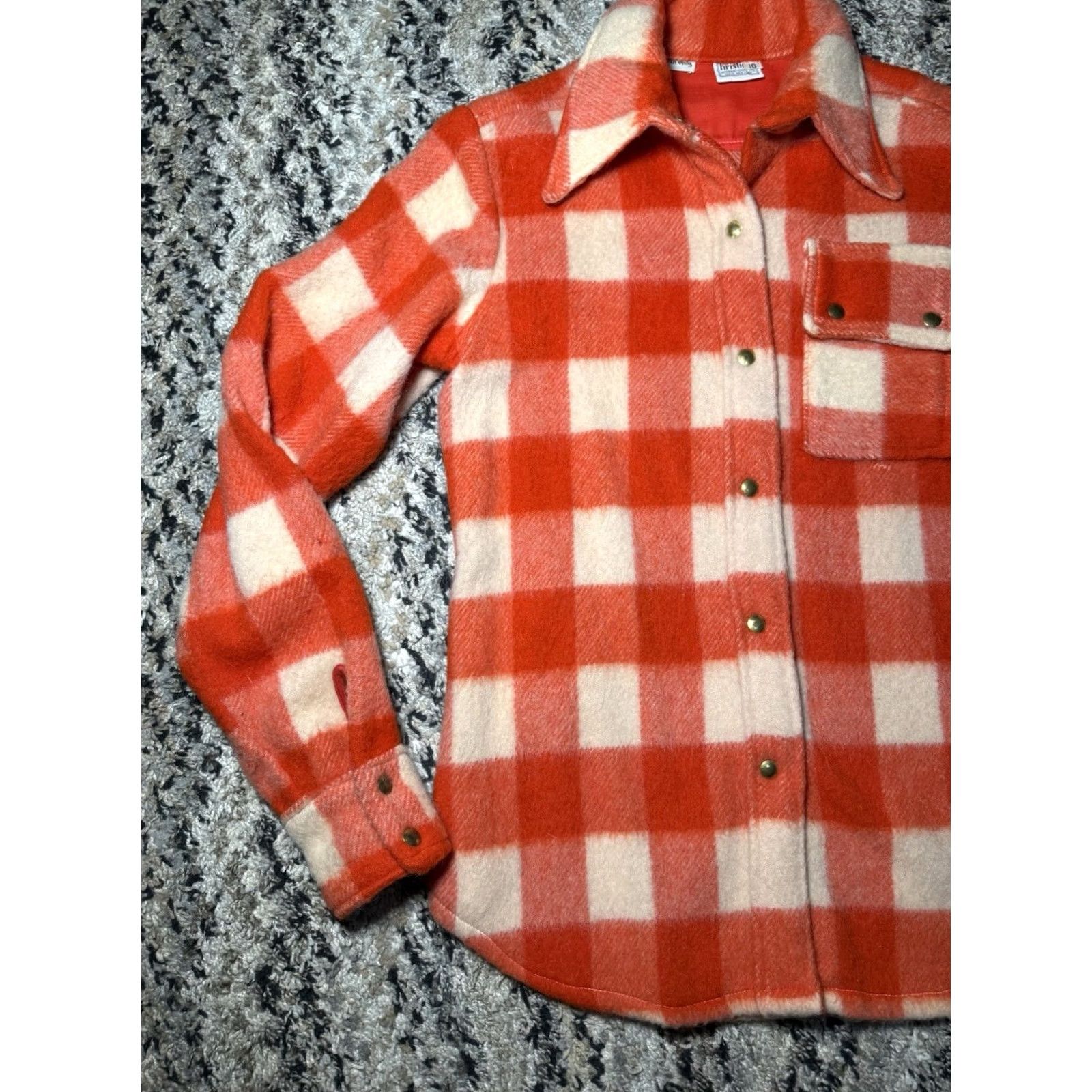 Vintage VINTAGE 60s 70s Flannel Red Checkered Buffalo Plaid Shacket Size 10 Wool Mohair Kristin International Shirt Mens Size L / US 10 / IT 46 - 3 Thumbnail