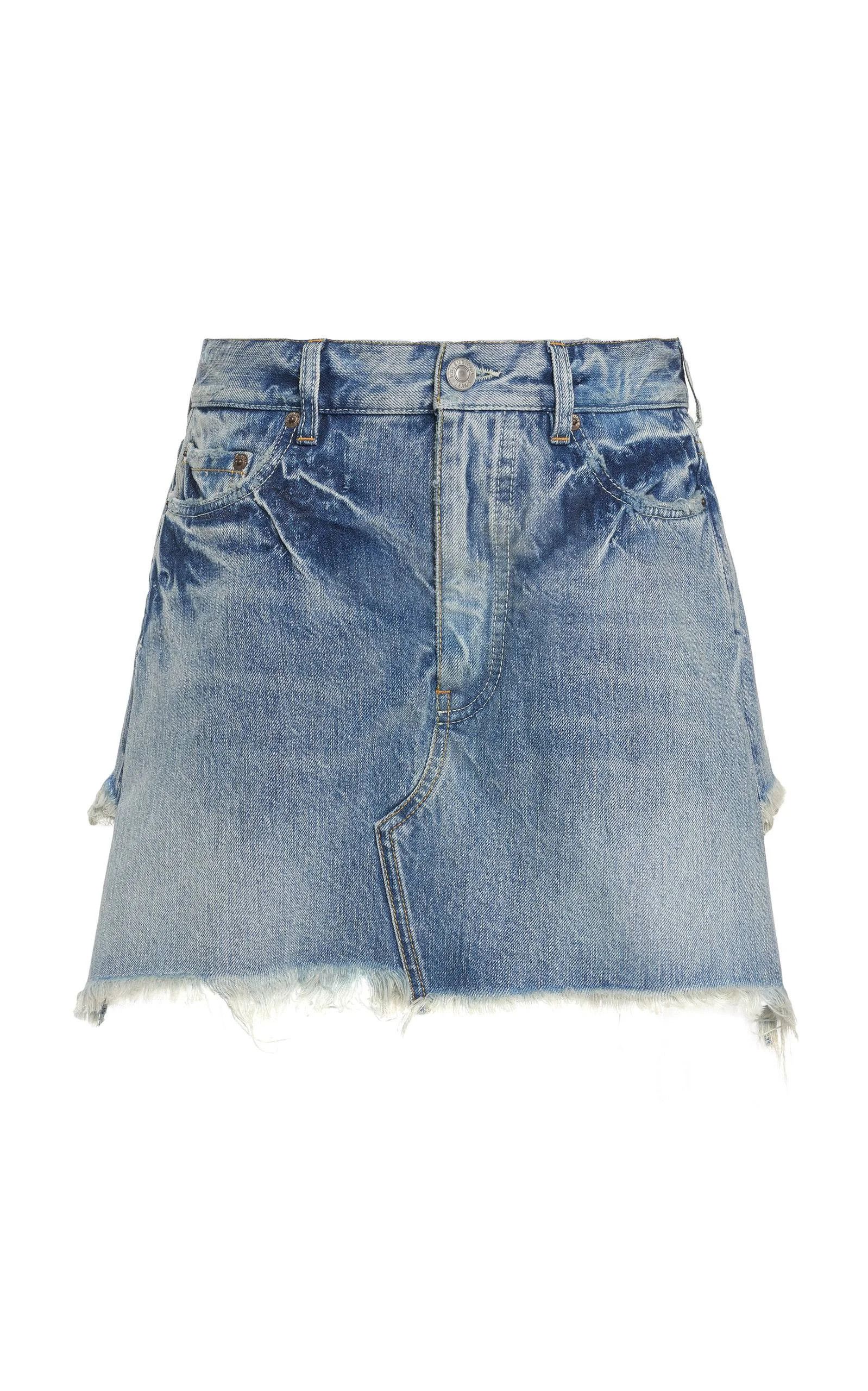 image of Balenciaga O1Mt1Gz0424 Trompe Loeil Denim Mini Skirt In Blue, Women's (Size 30)