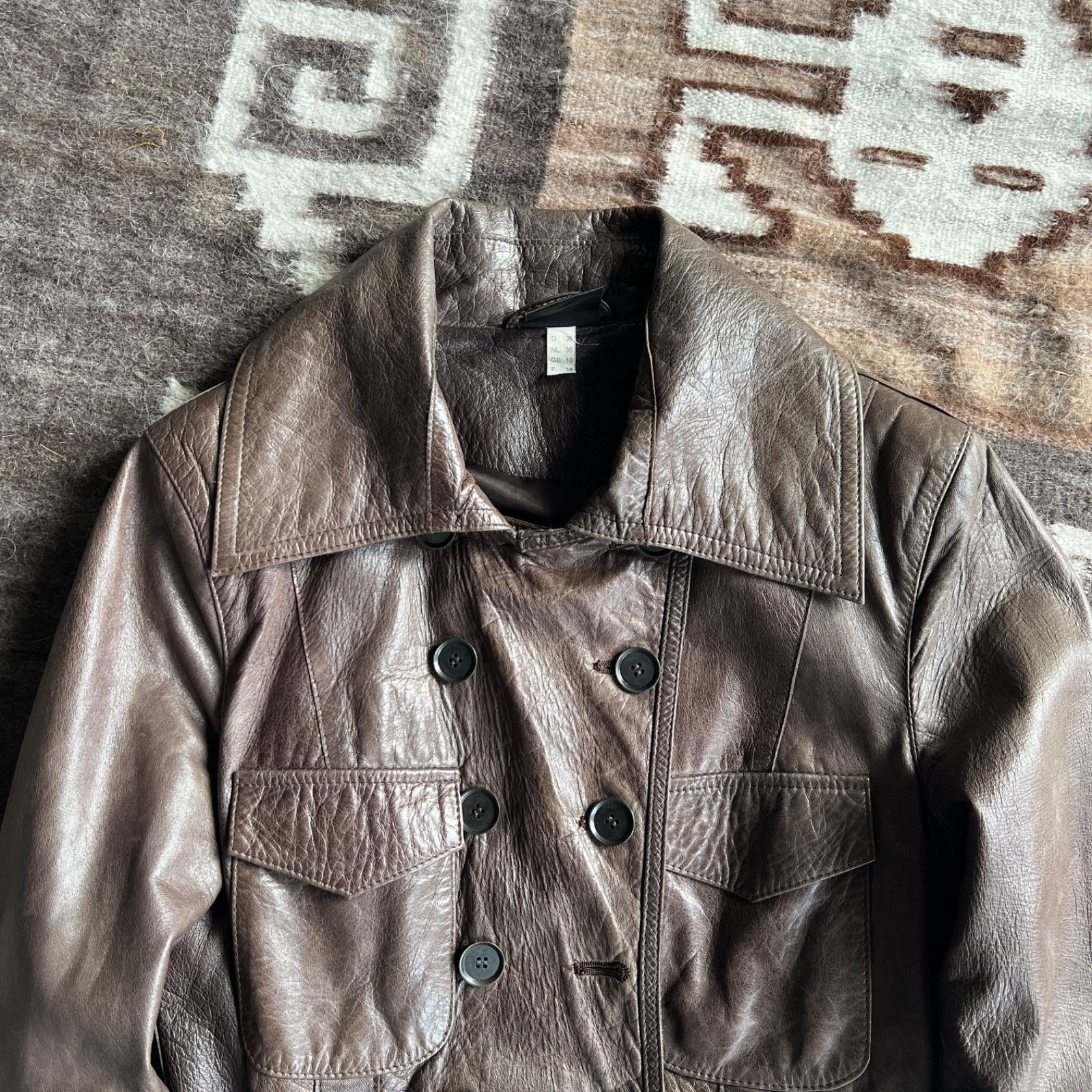 Genuine Leather Vintage Lamb Leather Belted Double Breasted Jacket 0010BC Size M / US 6-8 / IT 42-44 - 5 Thumbnail