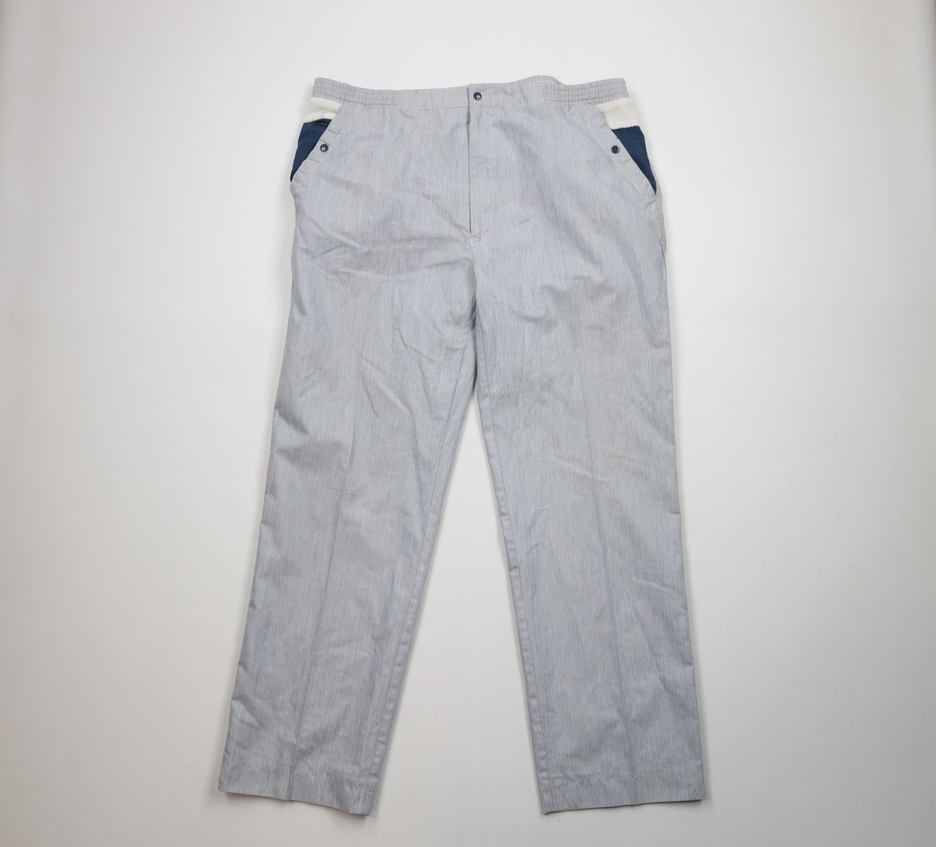 Vintage Vintage 70s Streetwear Trim Striped Wide Leg Pants Blue Size US 38 / EU 54 - 1 Thumbnail
