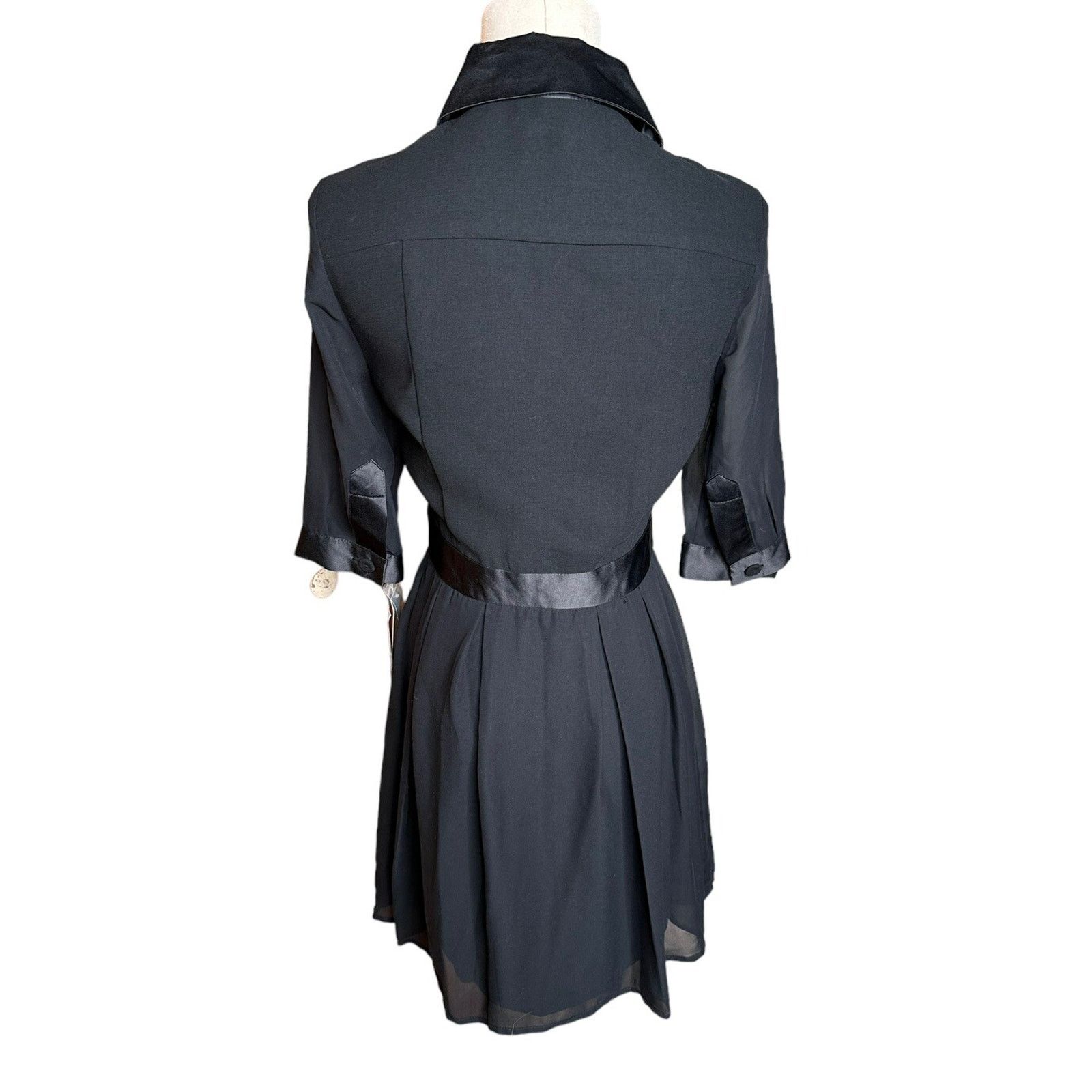 Other Jonathan Saunders Tuxedo Dress Black Chiffon Collared Size 5 Size XS / US 0-2 / IT 36-38 - 7 Thumbnail