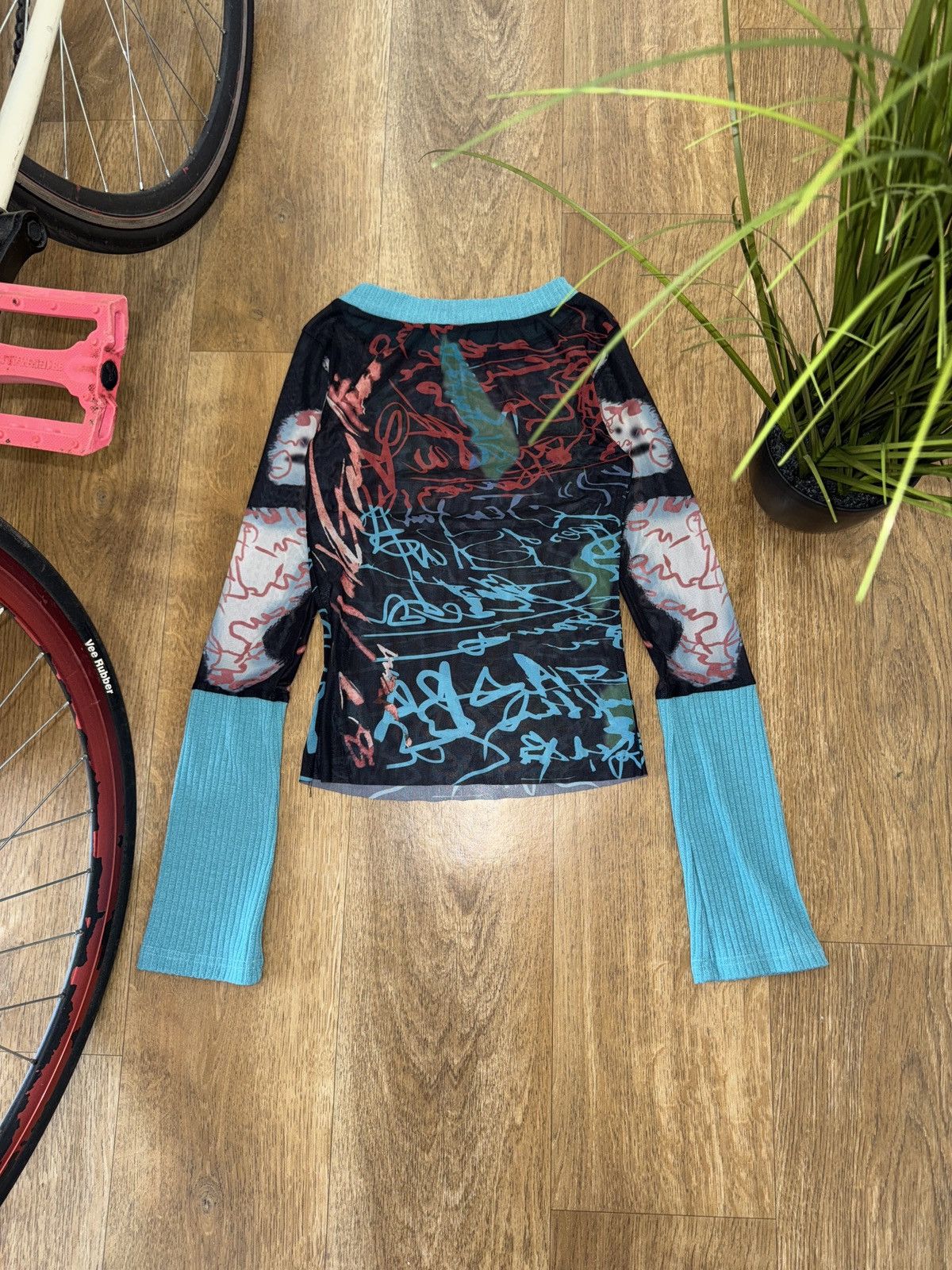 Vintage JEAN PAUL GAULTIER STYLE PRINTED MESH LONG SLEEVE Size M / US 6-8 / IT 42-44 - 3 Thumbnail