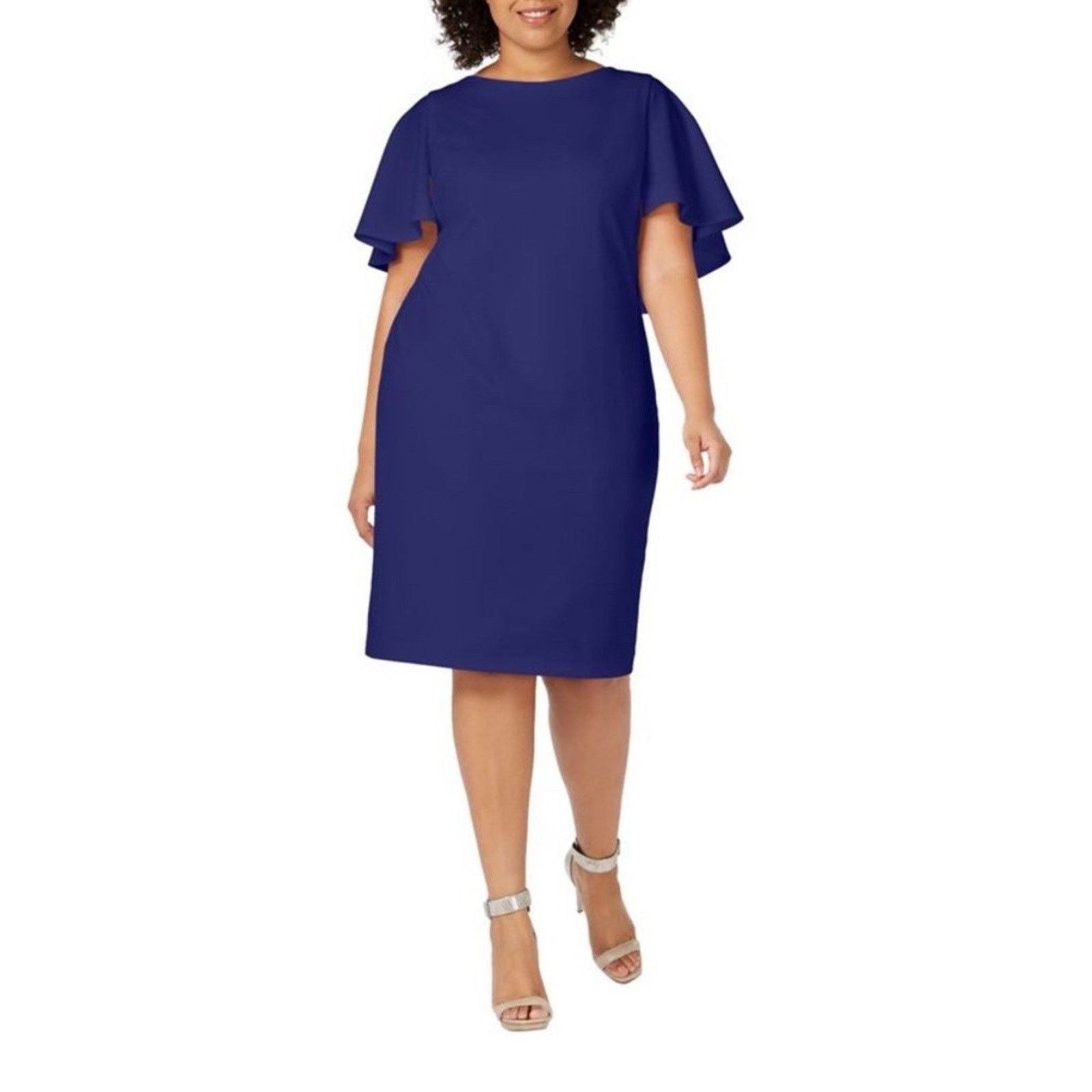 Calvin Klein NWT Dress Women's 22W Blue Sheath Capelet