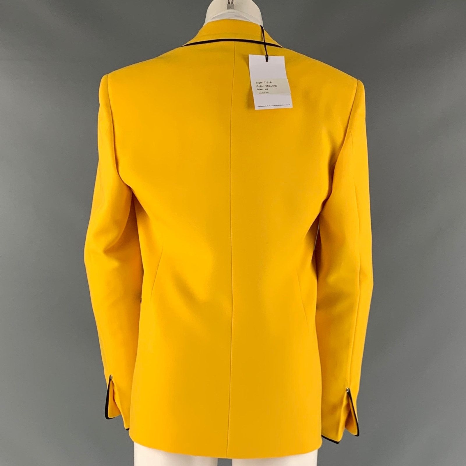 Random Identities Size 36 Regular Yellow Black Solid Sport Coat Size 36R - 3 Thumbnail