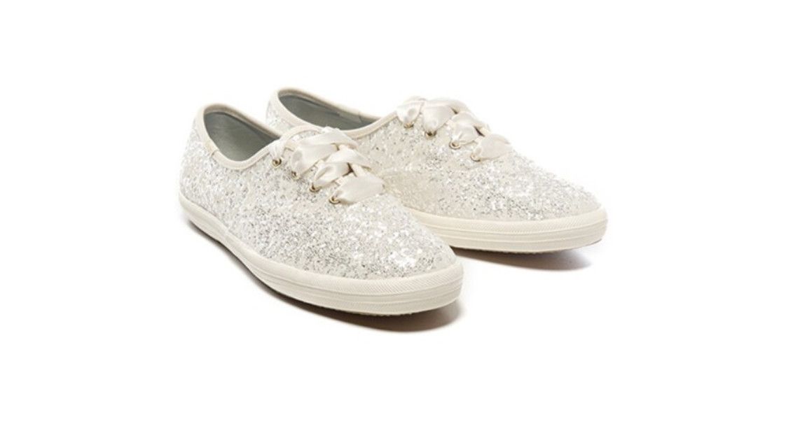 Kate Spade Keds X Kate Spade WF53272 Glitter Sneakers Cream ( 9 ) Size US 9 / IT 39 - 1 Thumbnail
