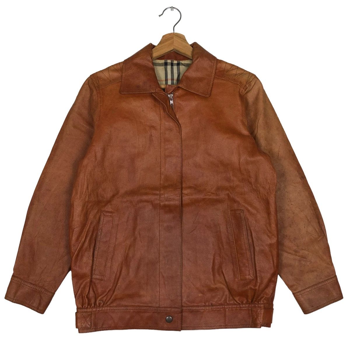Japanese Brand 🔥Vtg Japanese Brand Genuine Leather Jacket Nova Check Size US M / EU 48-50 / 2 - 1 Thumbnail