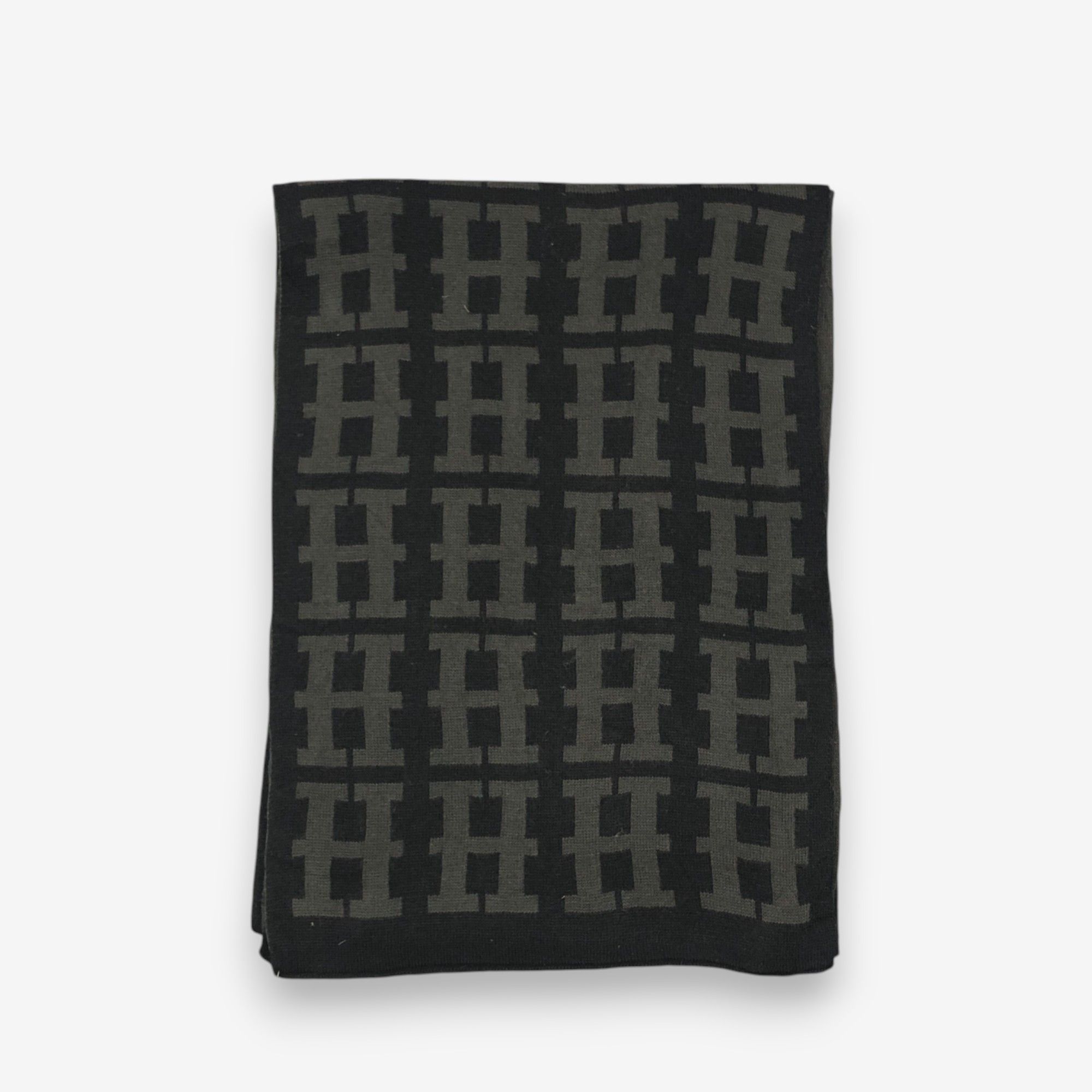 Japanese Brand Vintage H Monogram Black Scarf Muffler Wool Scarves Size ONE SIZE - 2 Thumbnail