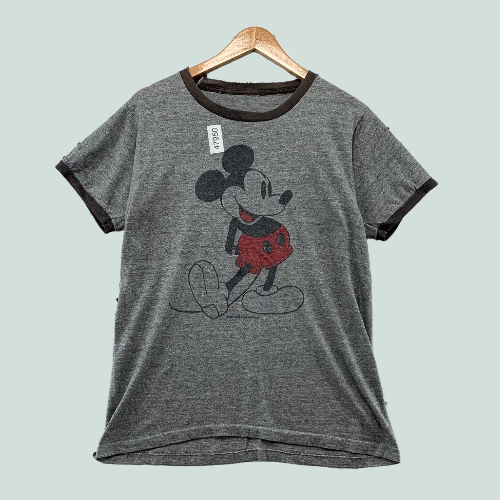 Disney Disney Vintage 80s Mickey Mouse Shirt Mens M Gray Ringer Faded Distressed Shirt Size US M / EU 48-50 / 2 - 1 Thumbnail