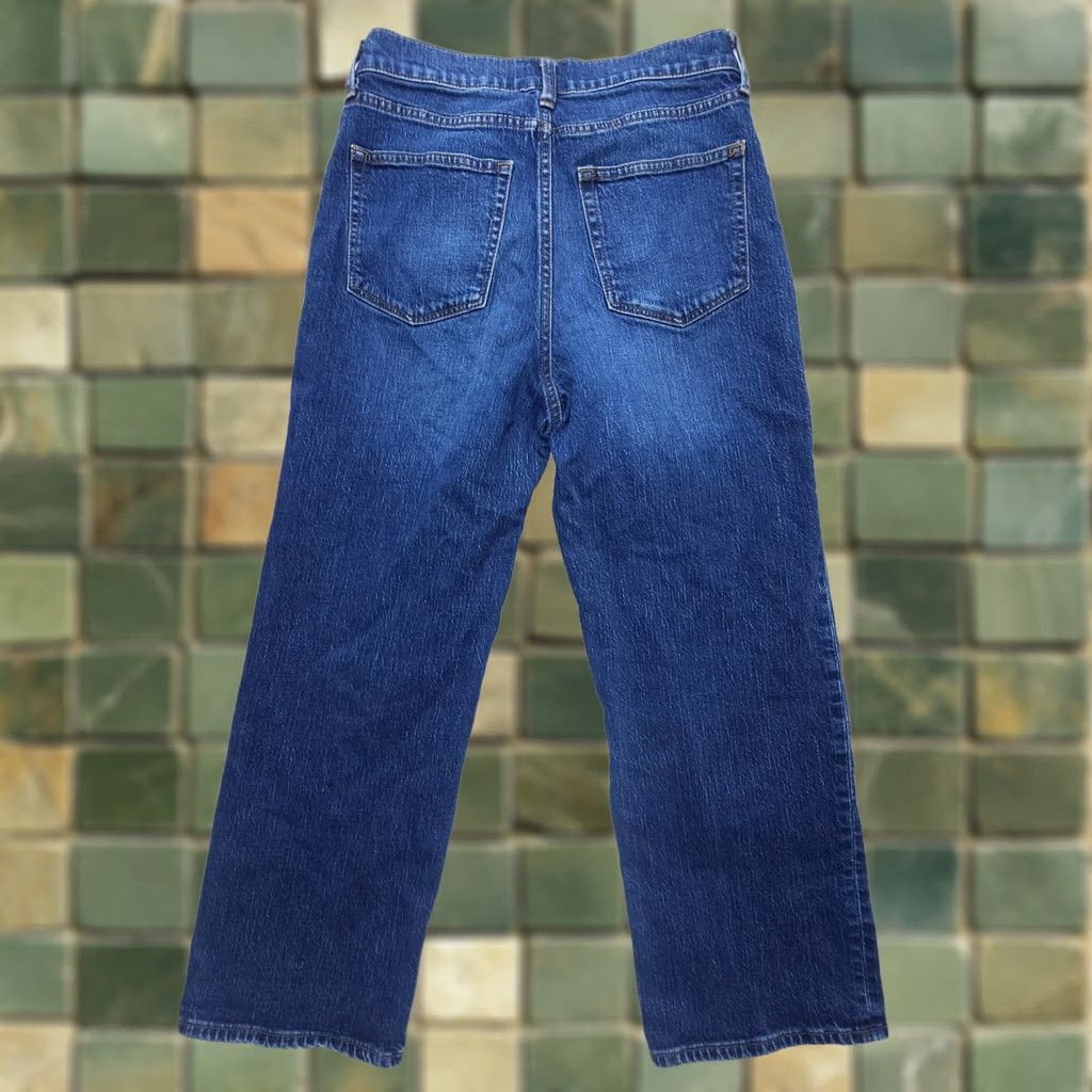J.Crew J.CREW Jeans Wide Leg High Rise Dark Wash 27 Solid Blue 5-Pocket Denim Crop Regular Rise Womens Jeans Size 27" / US 4 / IT 40 - 1 Thumbnail
