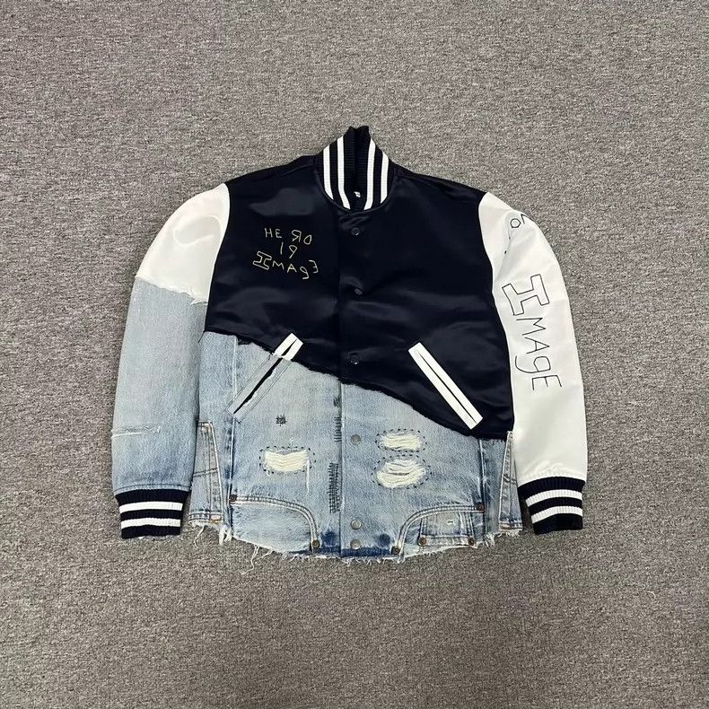 Greg Lauren greg lauren size 1 Splicing denim baseball jacket 2506-Next Size US S / EU 44-46 / 1 - 1 Thumbnail