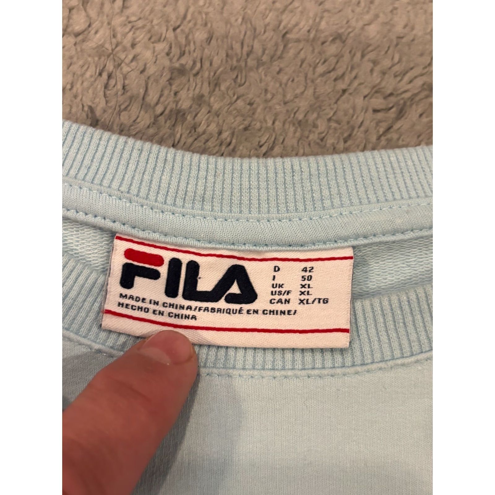 Fila FILA Crewneck Sweatshirt Mens XL Light Blue Long Sleeve Pullover Active Size US XL / EU 56 / 4 - 3 Thumbnail