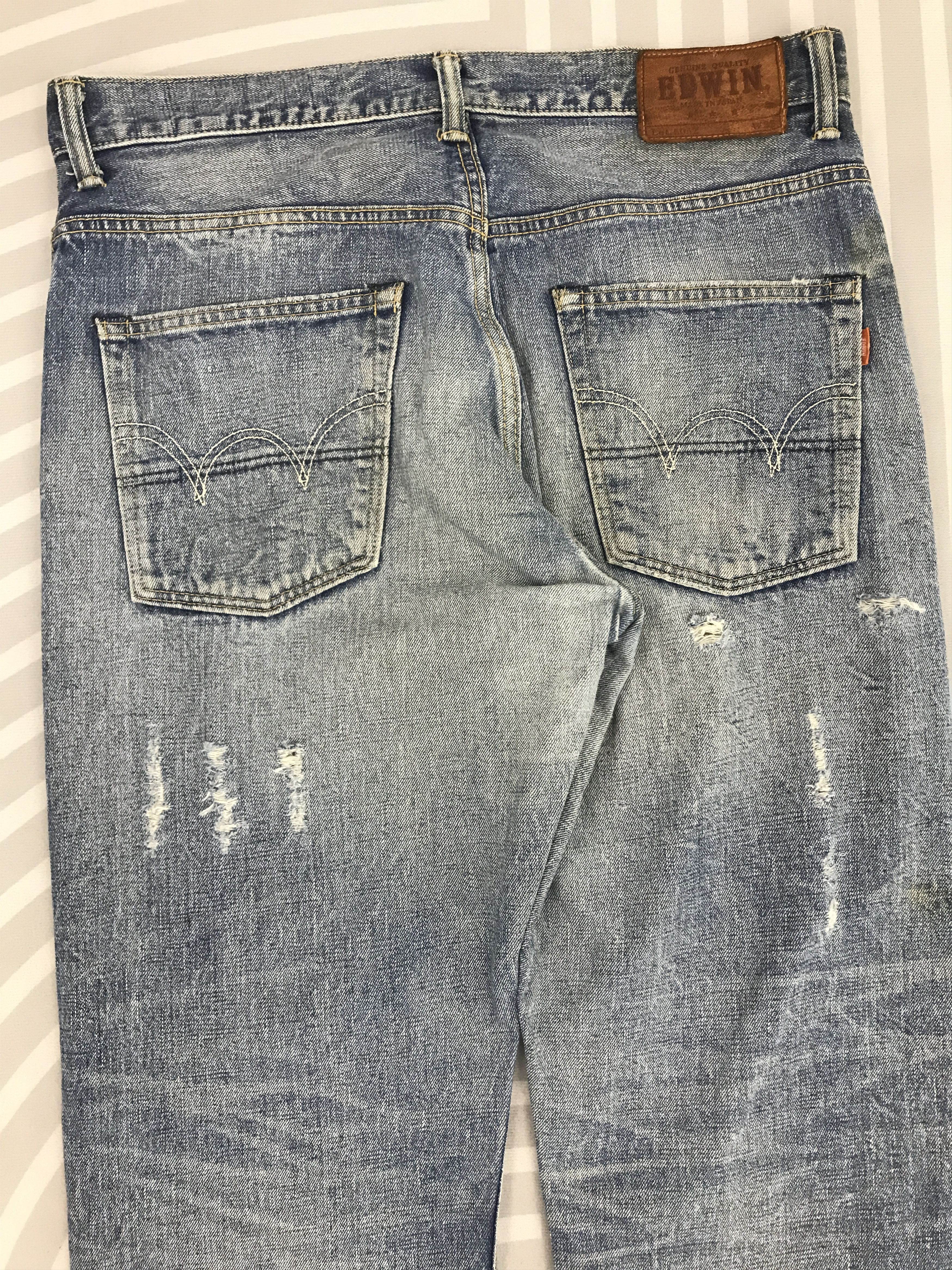 Edwin × Vintage Vtg Edwin Japan style Distressed Denim faded Jeans pants Size US 32 / EU 48 - 5 Thumbnail