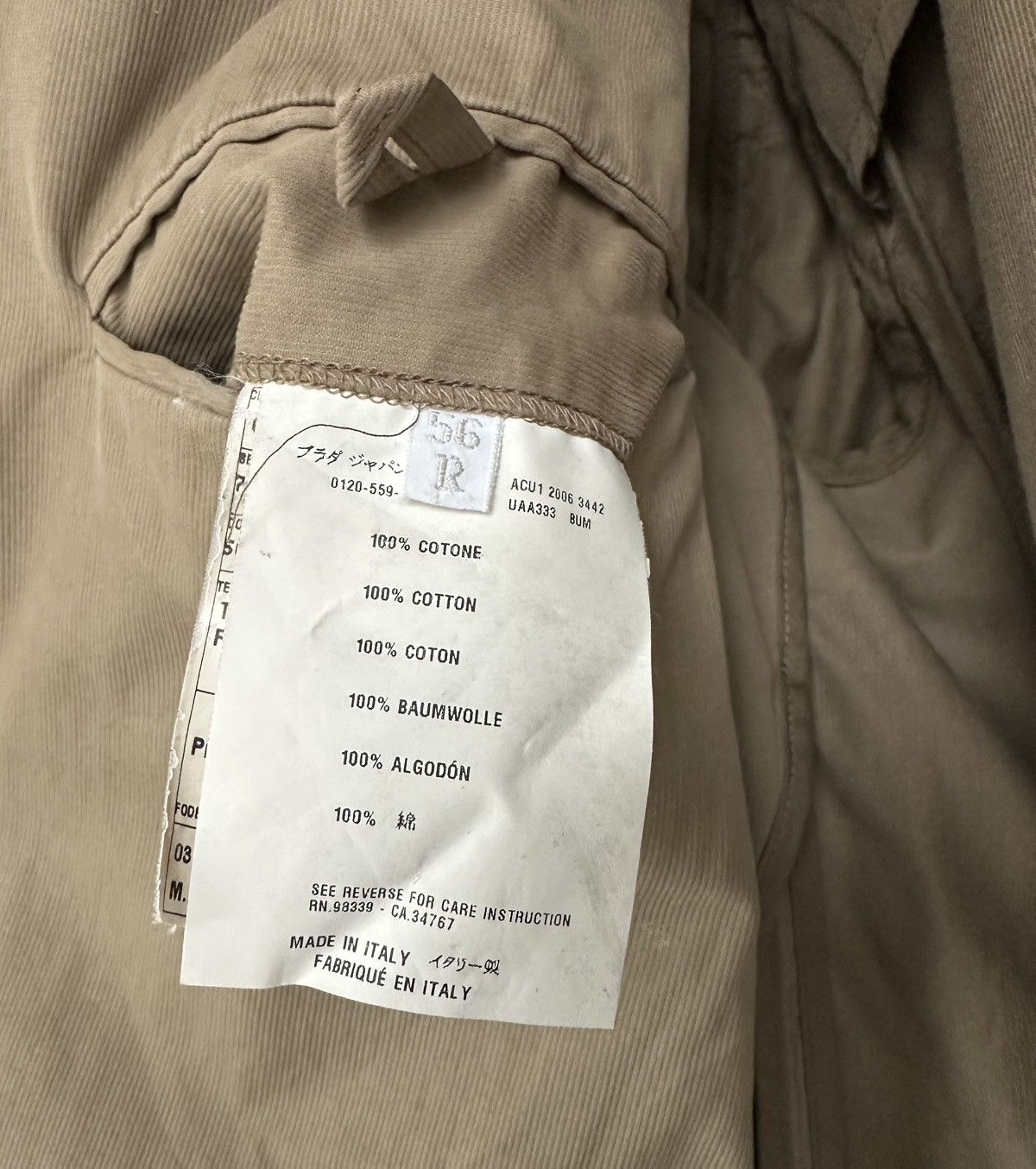 Prada PRADA FW 2006 Cotton Padded Shoulders Jacket Beige vintage Size US M / EU 48-50 / 2 - 11 Thumbnail