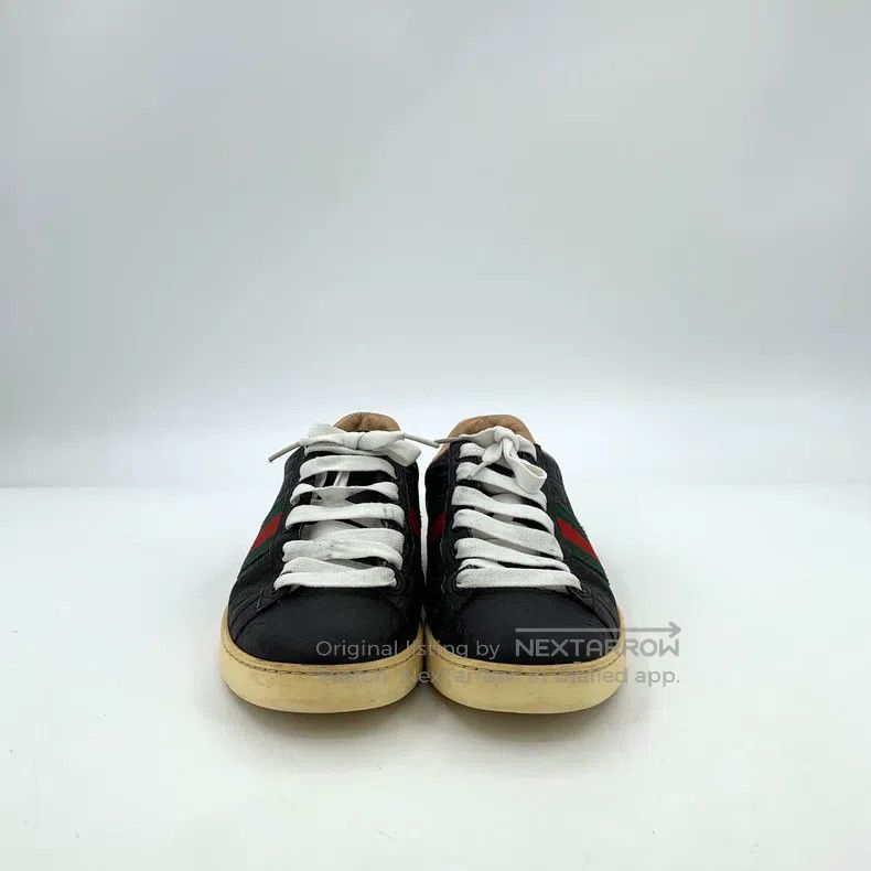 Gucci Gucci Black logo dark striped webbing casual lacing flat b Size US 7 / IT 37 - 3 Thumbnail