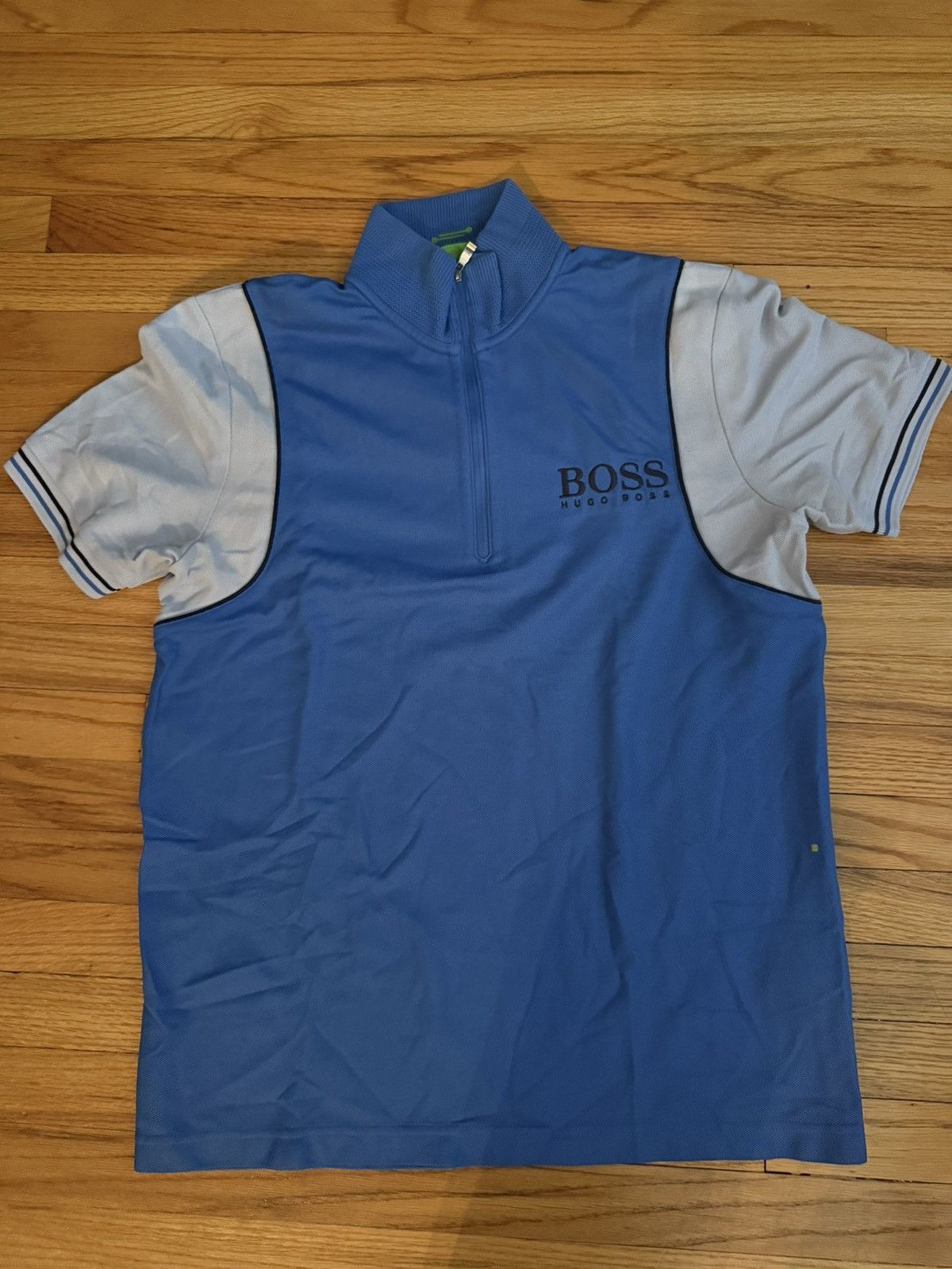 Hugo Boss Hugo Boss Green Label Half-Zip Polo Shirt Blue/Light Blue Size US M / EU 48-50 / 2 - 1 Thumbnail