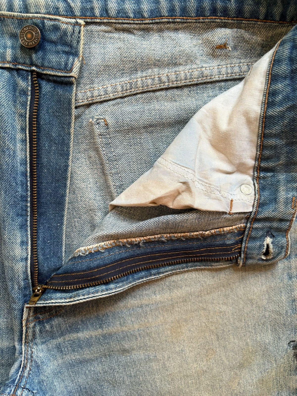 Levi's Vintage 70s Levis 607 Orange Tab Mud Wash Loose Short Jeans Size US 34 / EU 50 - 11 Thumbnail