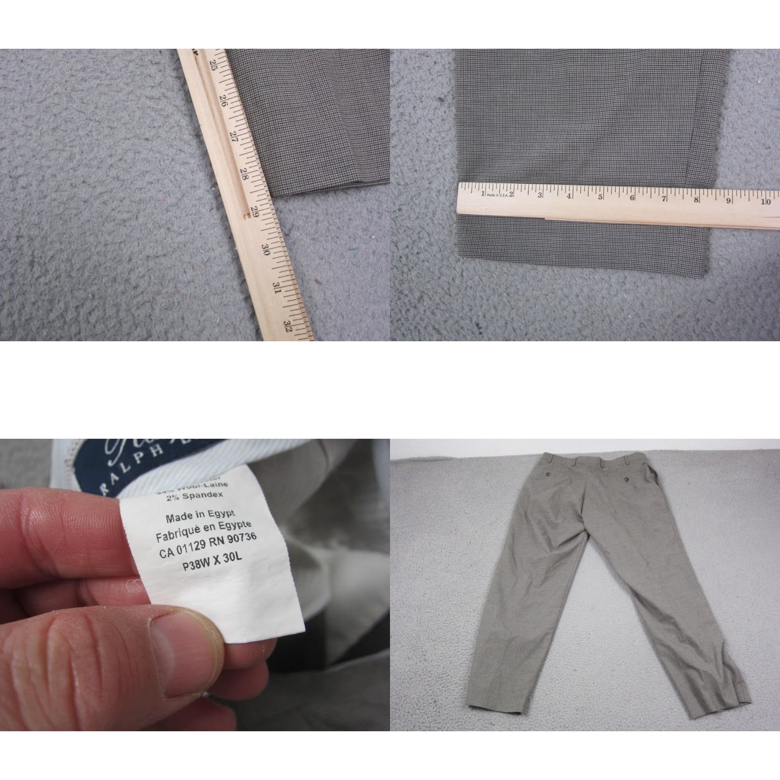 Ralph Lauren VINTAGE Ralph Lauren Pants Mens Regular Gray Wool Blend 38x30 Chino Slat Pocket Zipper Button Front Flat Front 80s 90s City Preppy Cotton? Size US 38 / EU 54 - 9 Thumbnail
