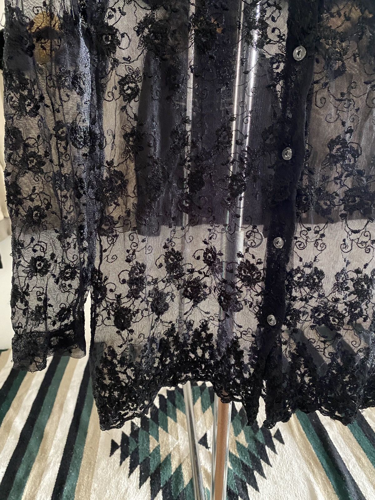 Mauri Riva Italian Designer Lace Shirt Sheer Floral Archive
