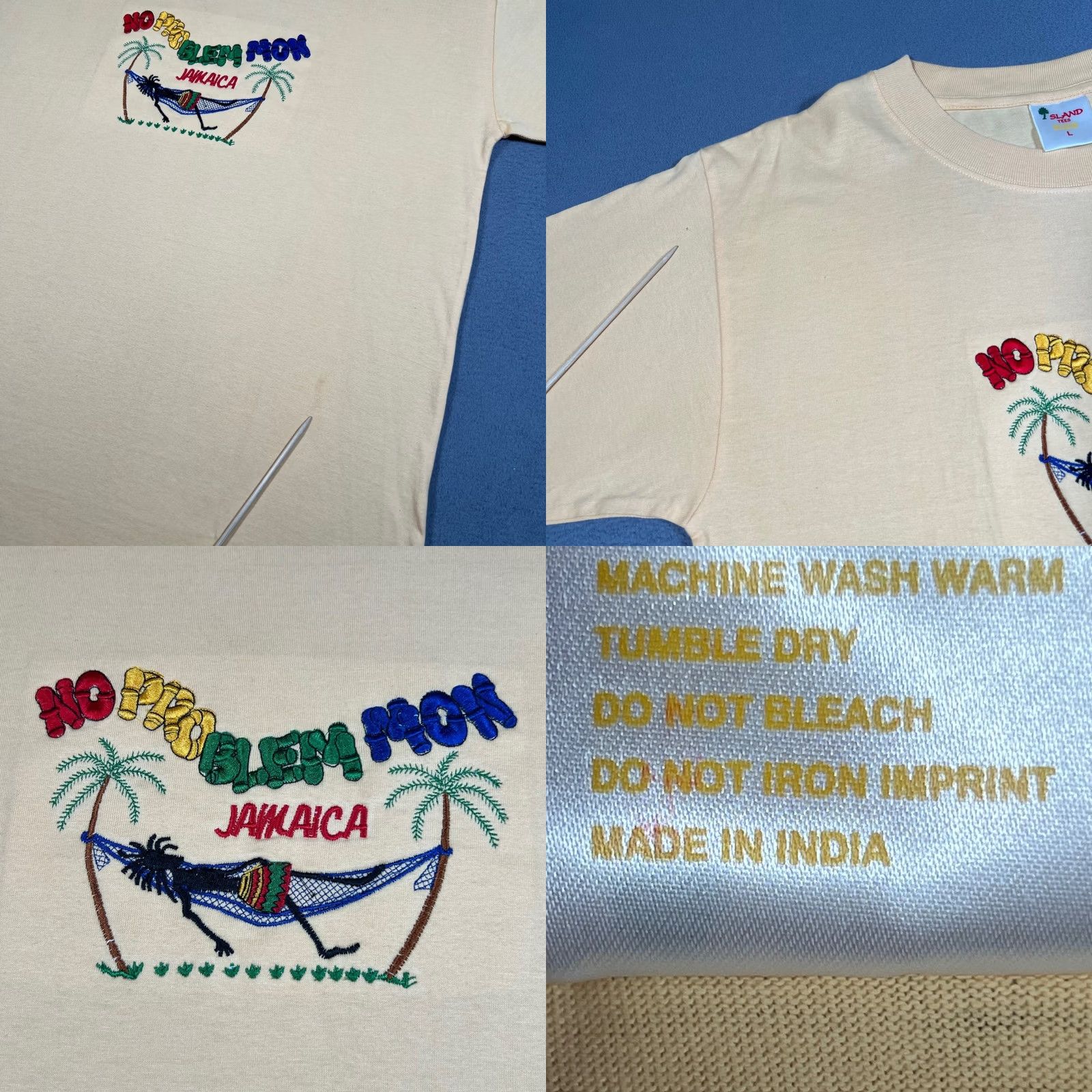 Vintage Island Tees Jamaica Large Beige Graphic Shirt Regular Men Size US L / EU 52-54 / 3 - 8 Thumbnail