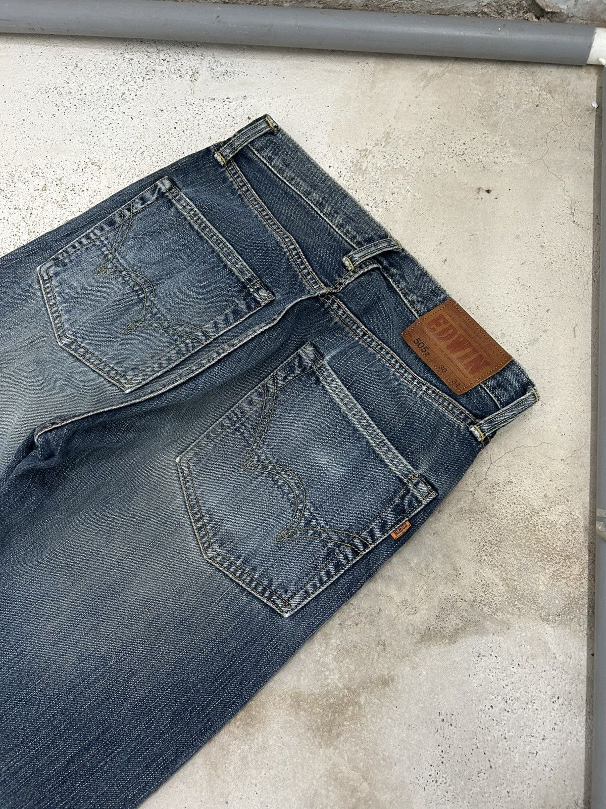 Edwin Vintage Edwin 505z Baggy Mud Washed Orange Tab Size US 29 - 15 Thumbnail