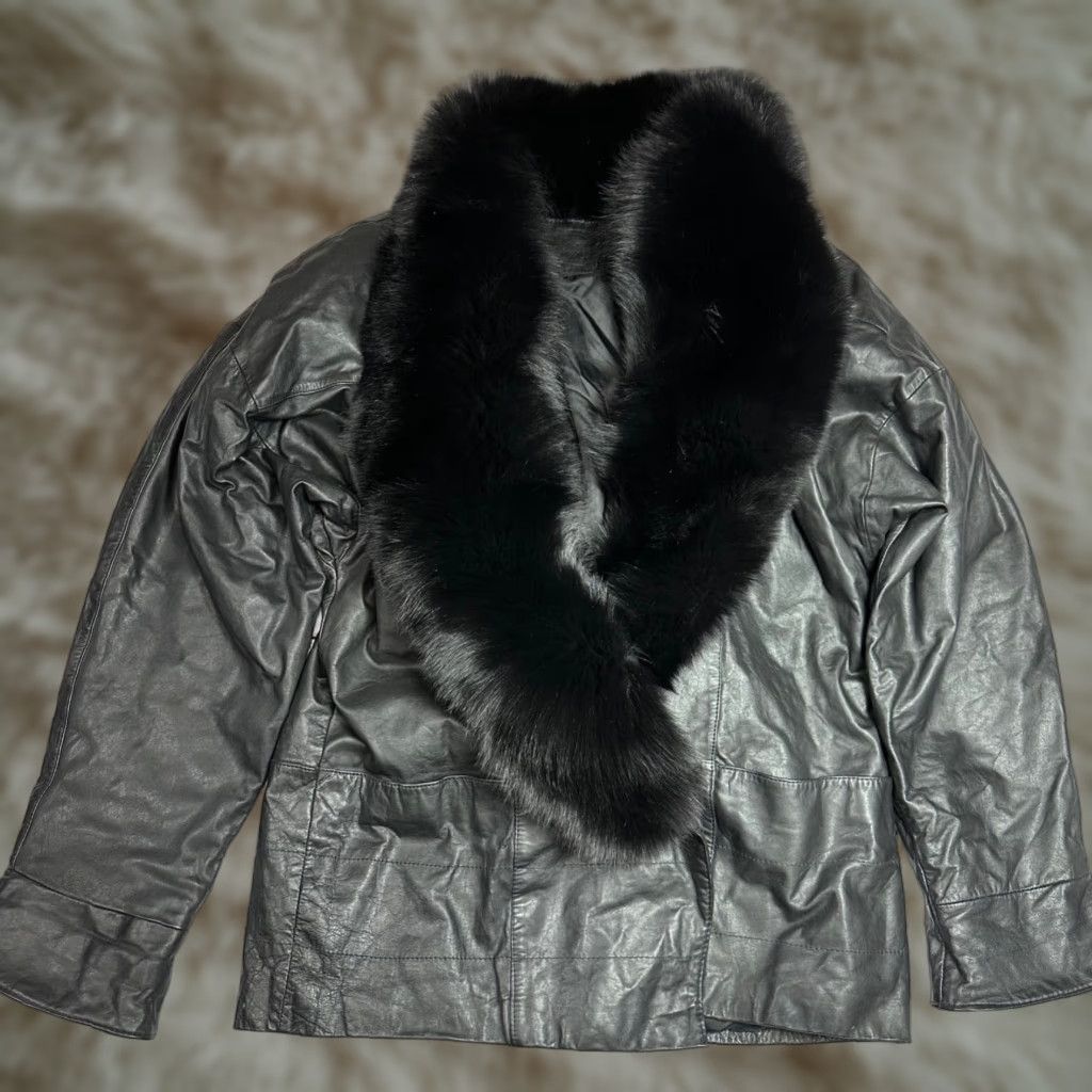 Vintage G3 New York Womens Leather Jacket Black Sz Small Fox Fur Collar Pockets Size S / US 4 / IT 40 - 1 Thumbnail
