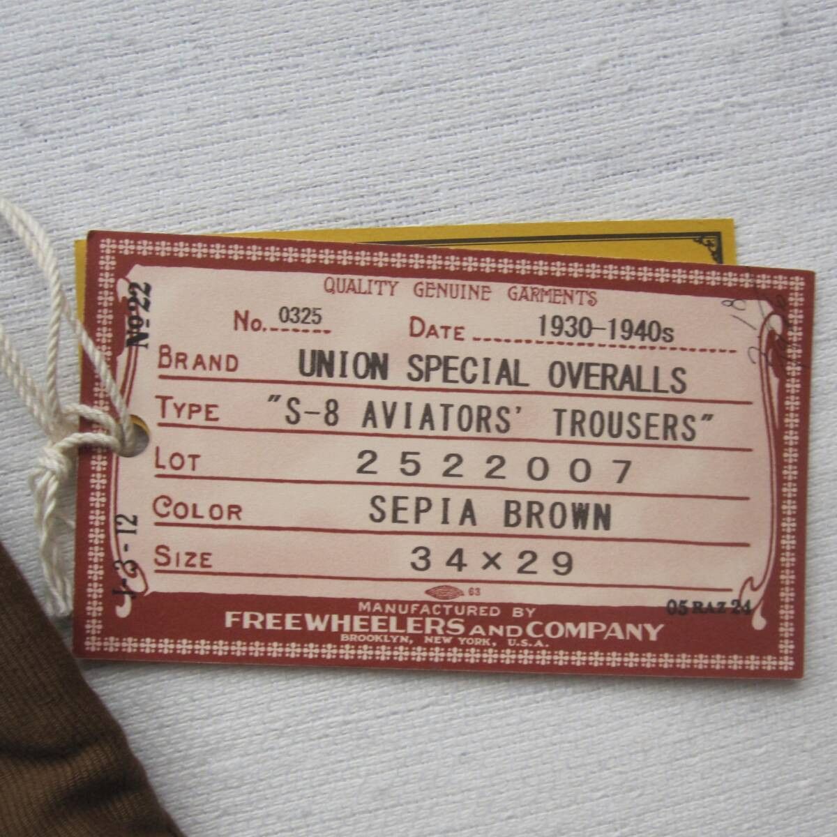 Freewheelers S-8 AVIATORS’ TROUSERS 34 SEPIA BROWN Size US 34 / EU 50 - 2 Thumbnail