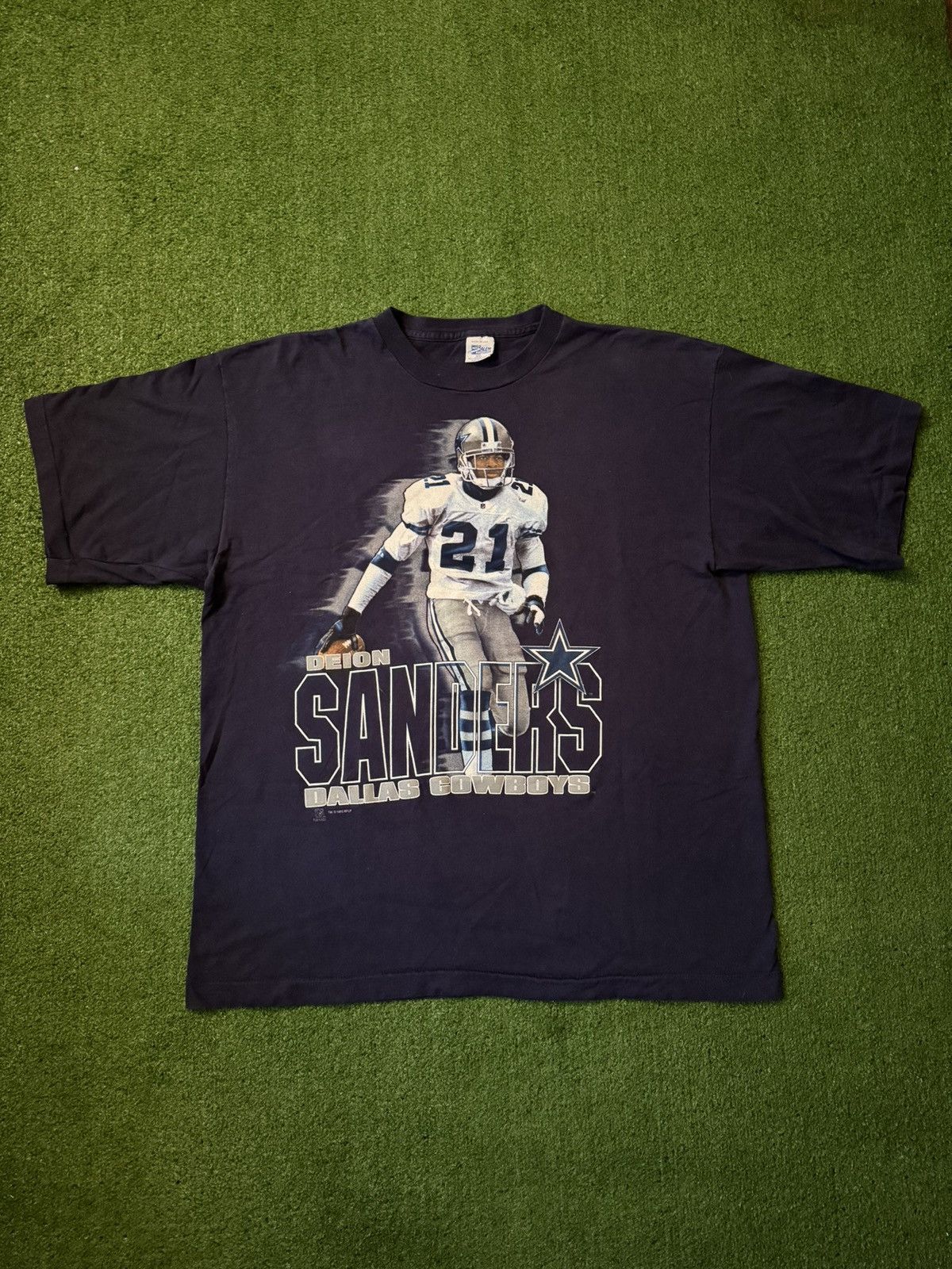 image of Salem Vintage 1995 Nfl Dallas Cowboys Deion Sanders Football Shirt in Blue, Men's (Size 2XL)