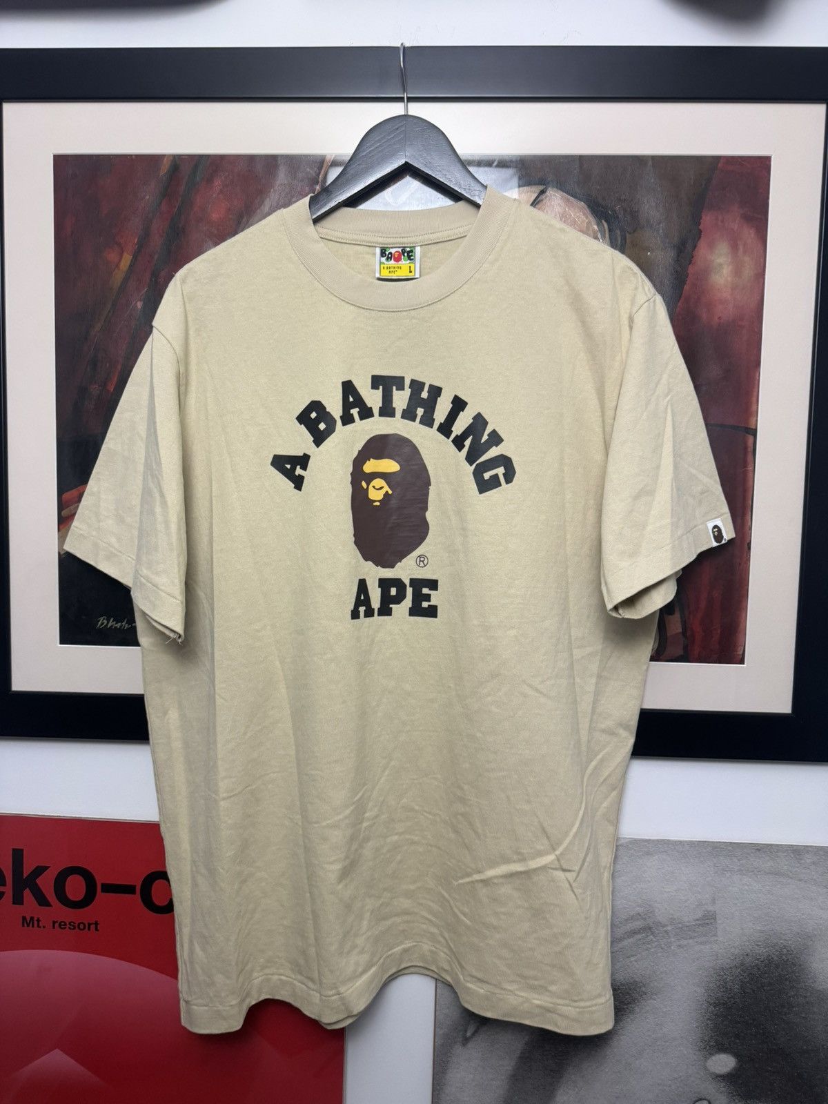 Bape Bape College Logo Tee Beige Streetwear Hype Japan Japanese Size US L / EU 52-54 / 3 - 1 Thumbnail
