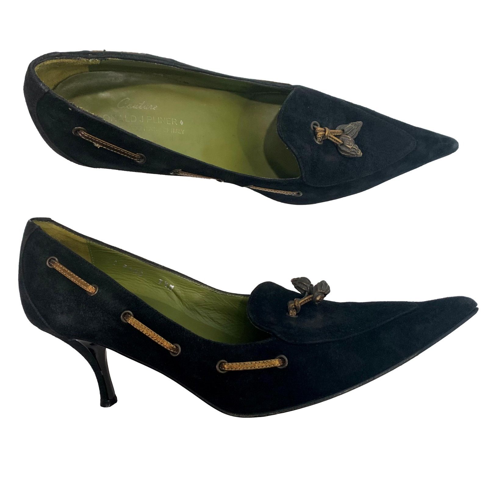 Donald Pliner Donald J Pliner Couture Black Kid Suede Pointy Toe Pumps 7.5 Size US 7.5 / IT 37.5 - 4 Thumbnail