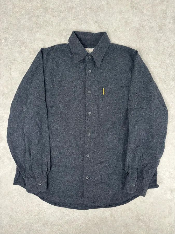 Armani 1990s Armani Dark Grey Minimalist Wool Blend Shirt Size US M / EU 48-50 / 2 - 1 Thumbnail