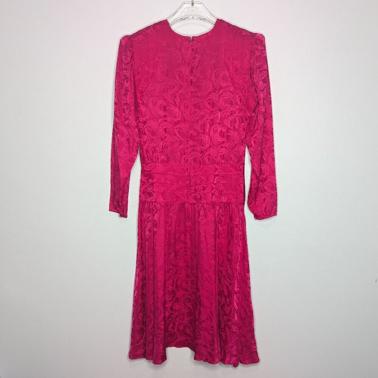 Vintage Argenti Vintage 80's Bright Pink Silk Dress Long Sleeve Size M / US 6-8 / IT 42-44 - 2 Thumbnail