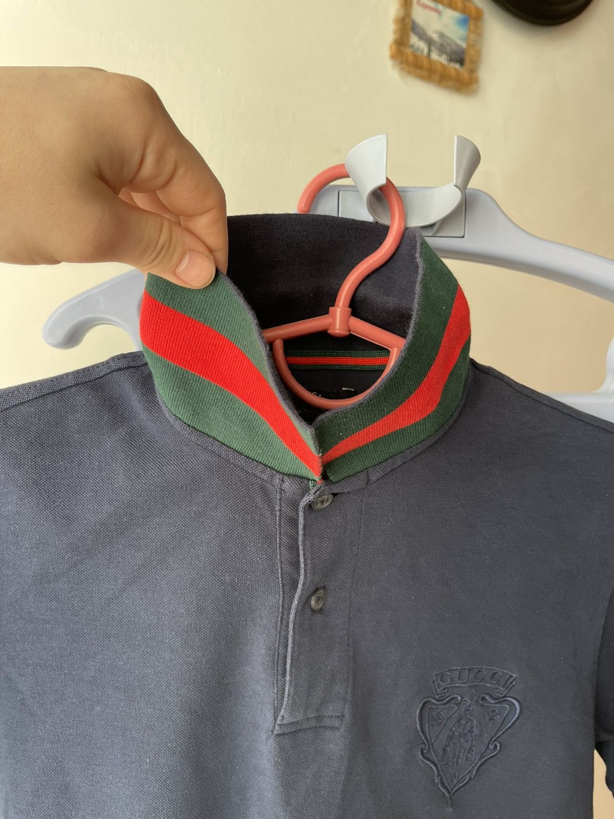 Gucci GUCCI Vintage Men's Navy Blue Polo Shirt Logo Size M Italy Size US M / EU 48-50 / 2 - 11 Thumbnail