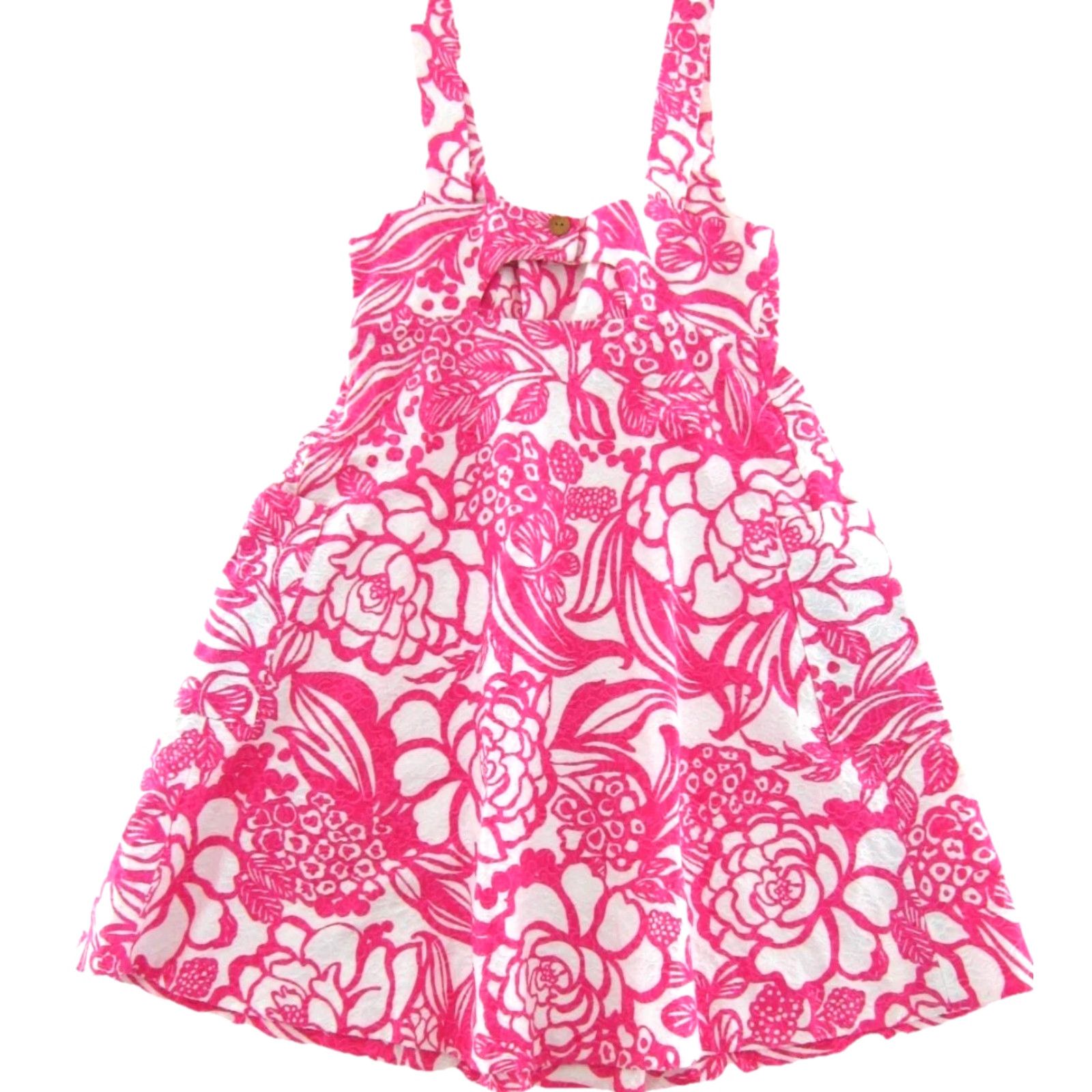 Anthropologie Vanessa Virginia Anthropologie Pink White Floral Pocket Fit Flare Apron Dress 2 Size XS / US 0-2 / IT 36-38 - 2 Thumbnail