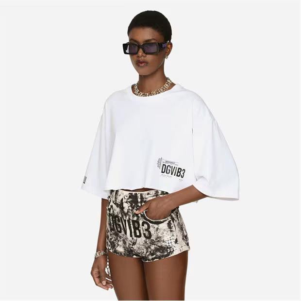 Dolce & Gabbana o1g2r1mq1024 Cropped Cotton Jersey T-Shirt in White Size S / US 4 / IT 40 - 3 Thumbnail