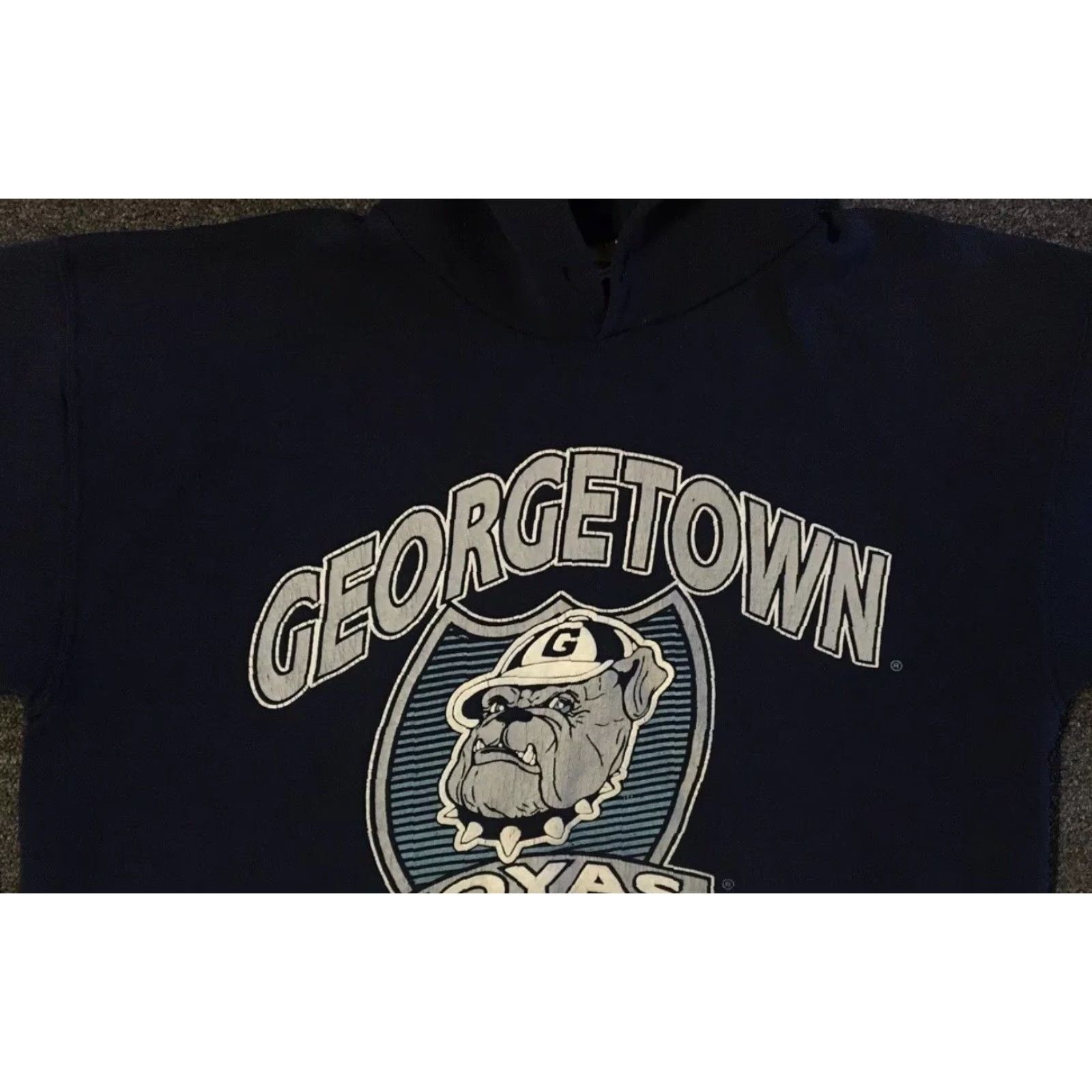 Vintage VINTAGE Georgetown University Hoodie M Blue 90s Distressed College Pullover Sweatshirt Mens Size US M / EU 48-50 / 2 - 6 Thumbnail